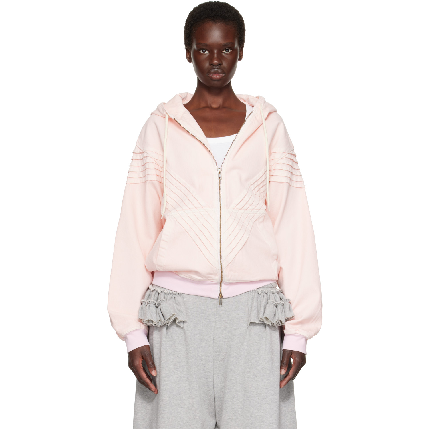 Stefan Cooke Pink Chevron Hooded Jacket
