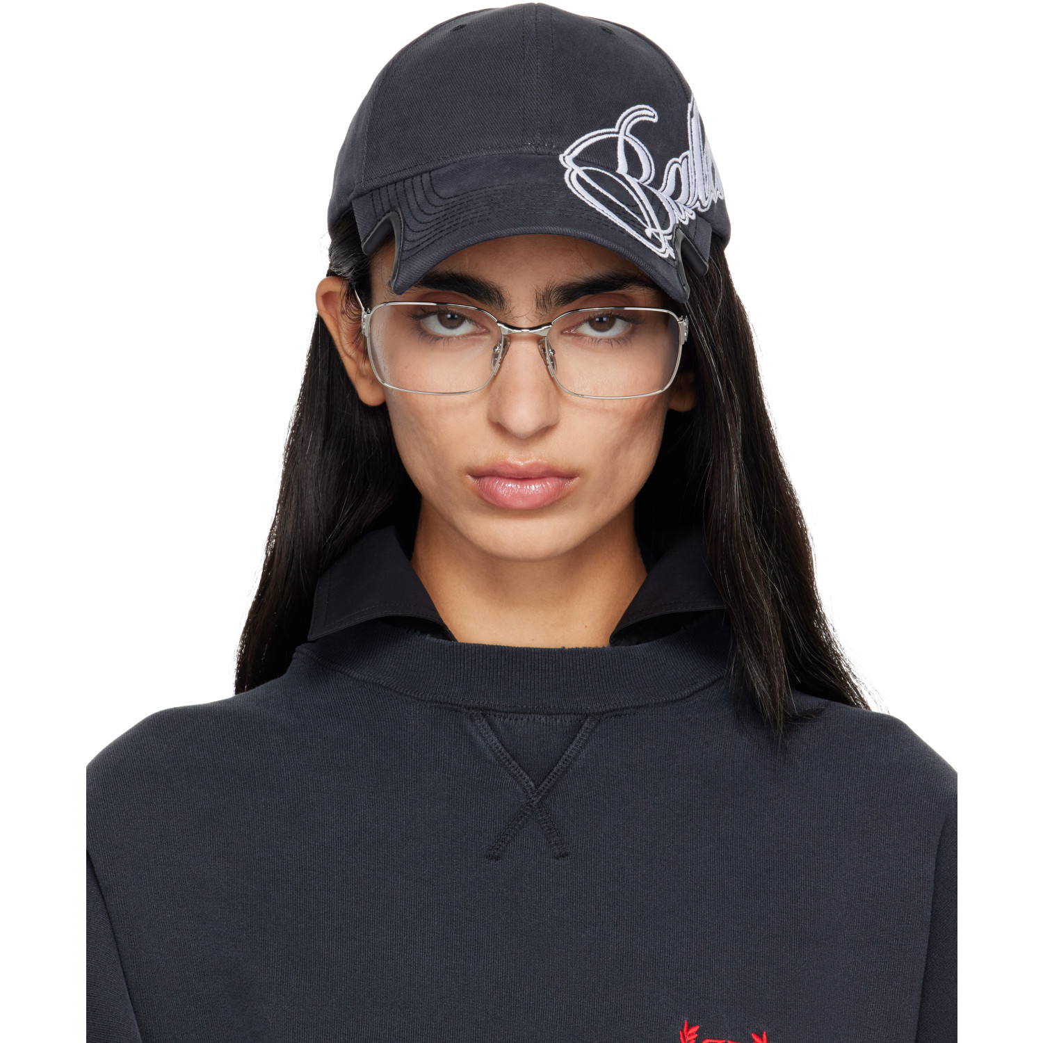 Balenciaga Black Cursive Logo Cap