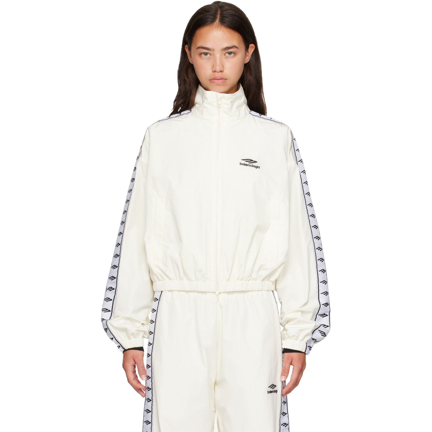 Balenciaga Off-White Techno Cotton Poplin Track Jacket