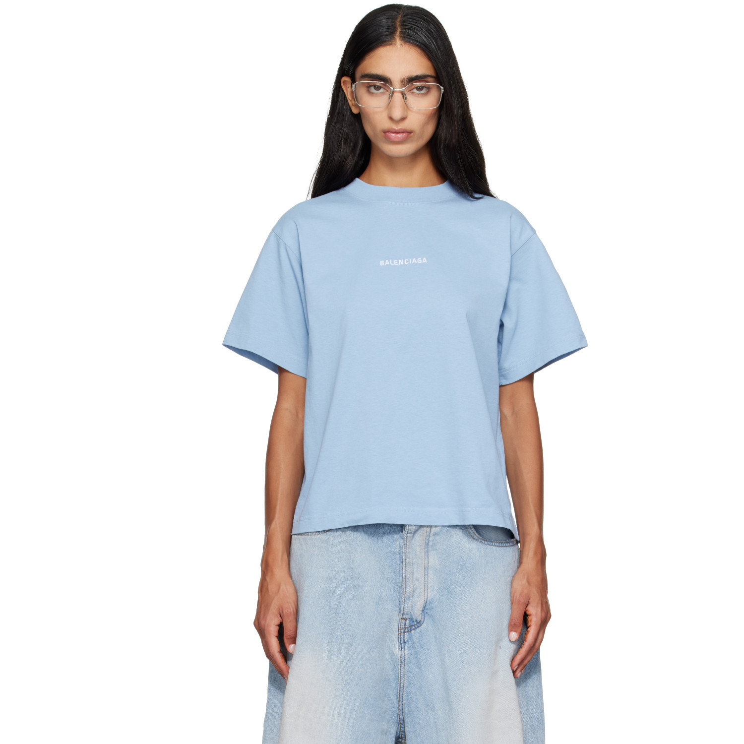 Balenciaga Blue 'Balenciaga' Back Medium Fit T-shirt