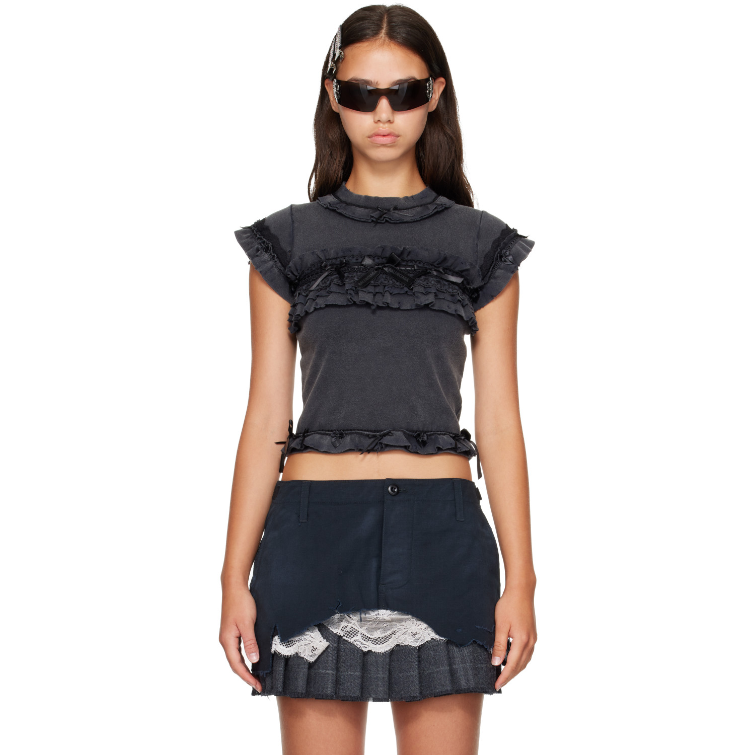 Balenciaga Black Ruffle T-shirt