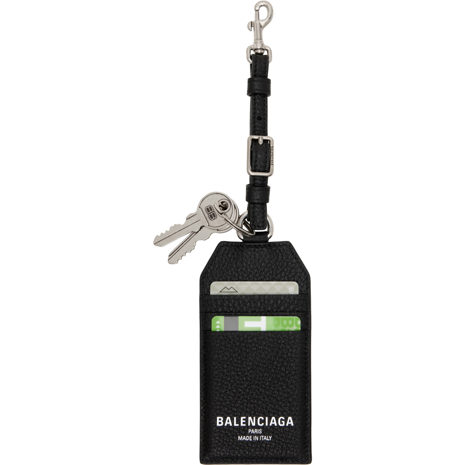 Balenciaga Black Credit Charm Card Holder Keychain
