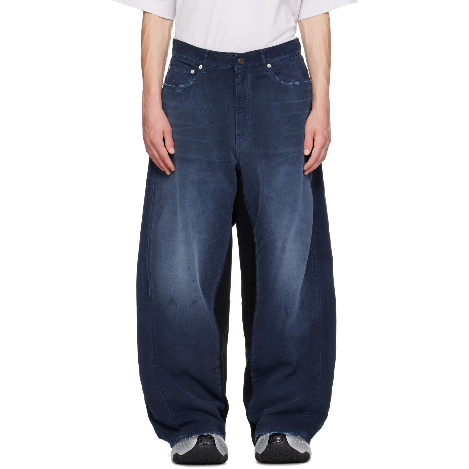 Balenciaga Navy Patched Baggy Jeans