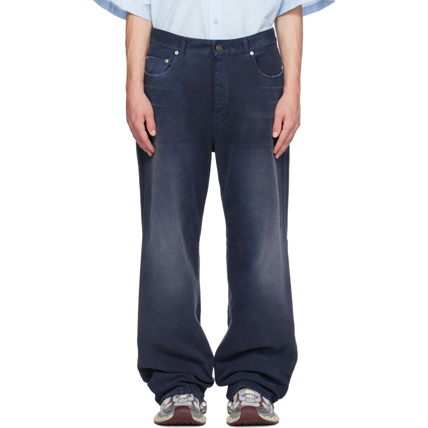 Balenciaga Navy Curved Knee Jeans