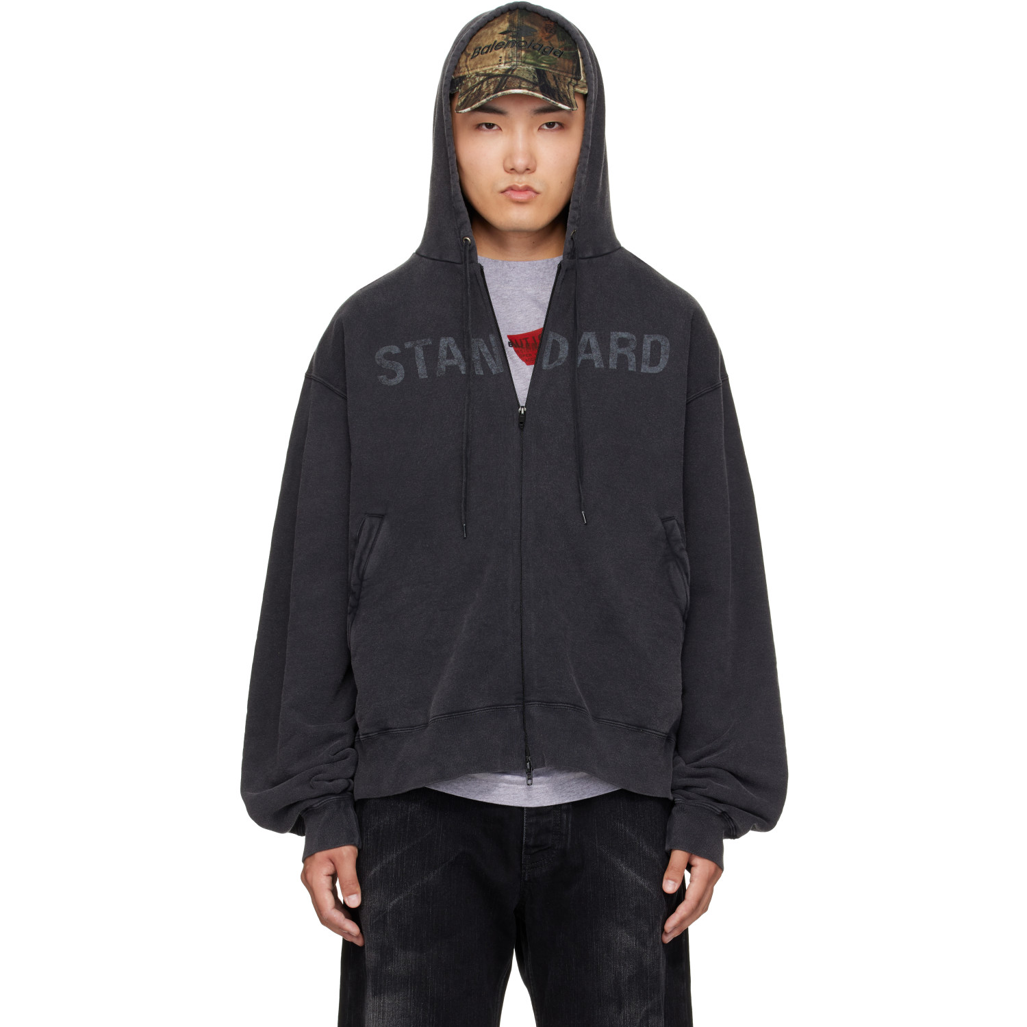 Balenciaga Black 'Standard' Zip-Up Hoodie