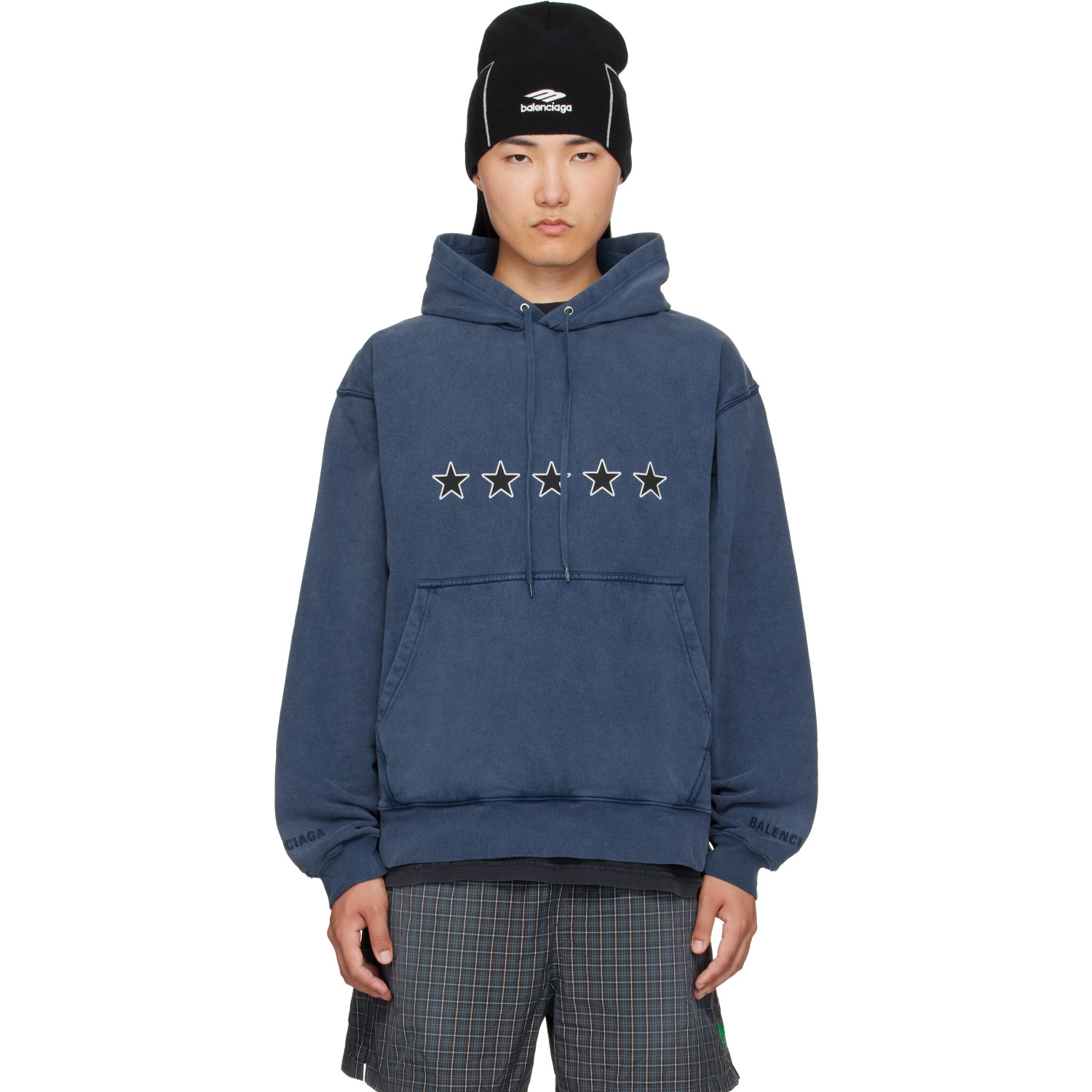 Balenciaga Navy Oversized 5-Star Hoodie