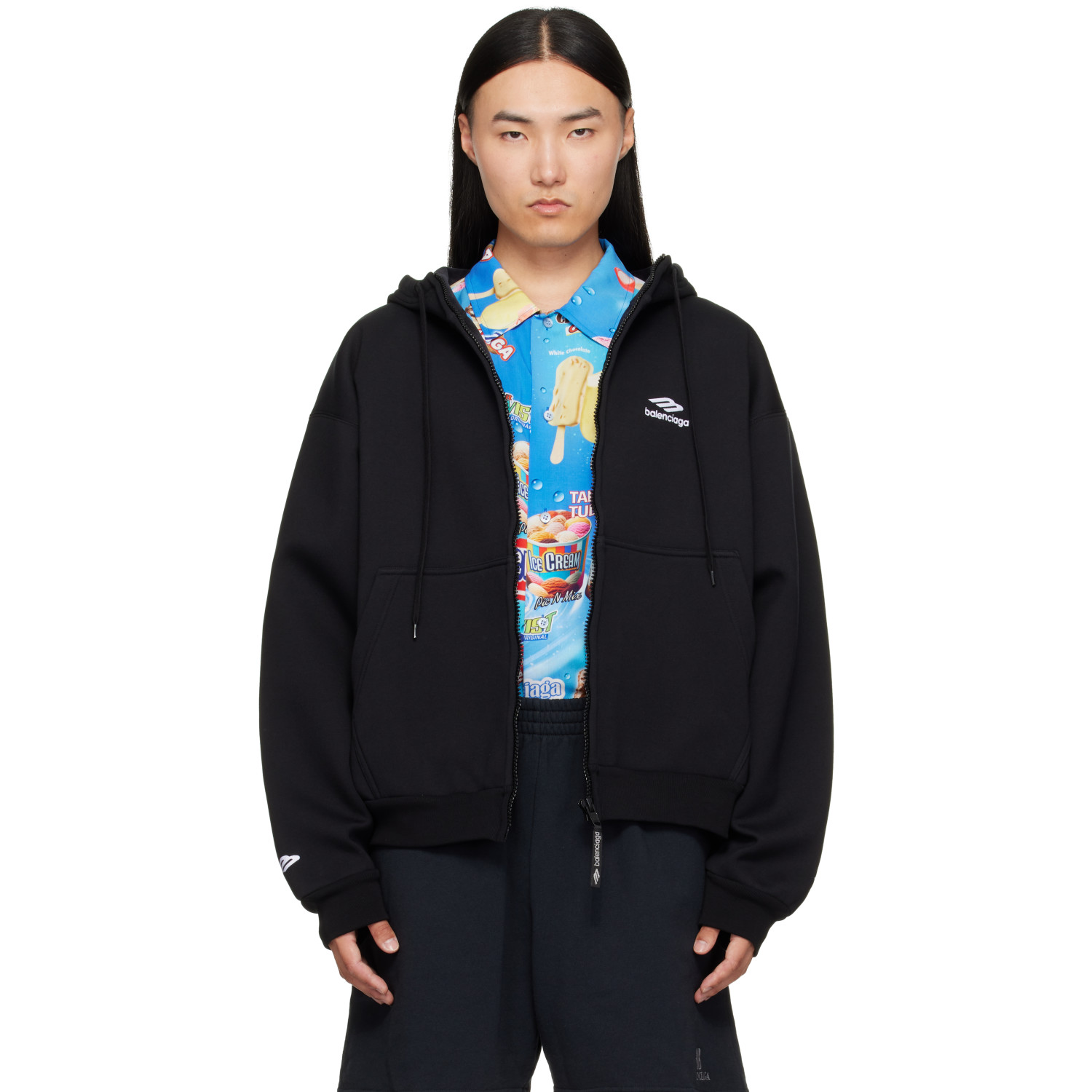 Balenciaga Black Zip-Up Hoodie