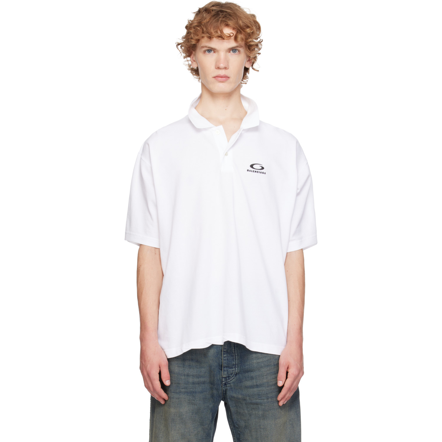 Balenciaga White Laurel Classic Regular Polo
