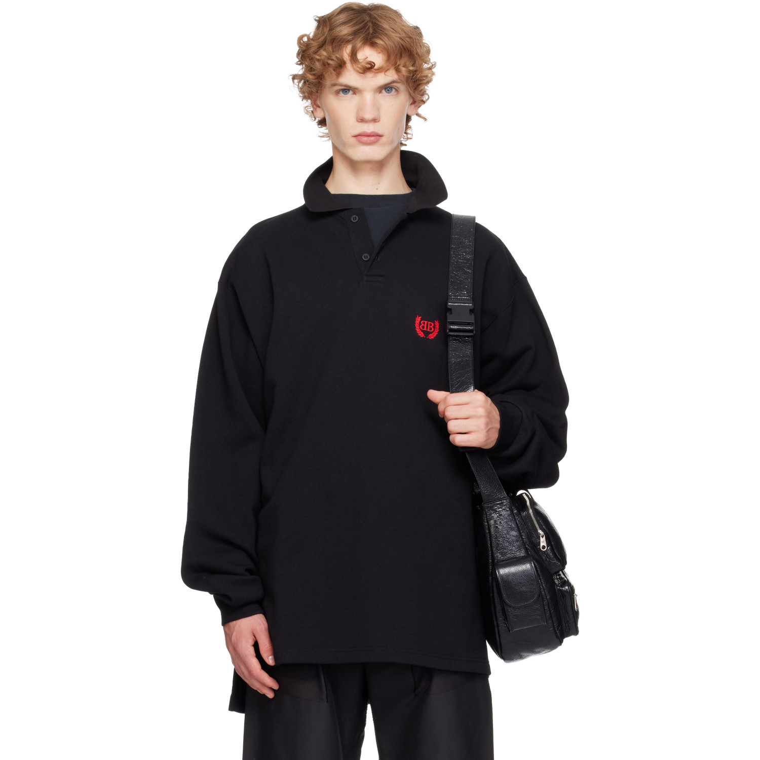 Balenciaga Black L/S Oversized Polo