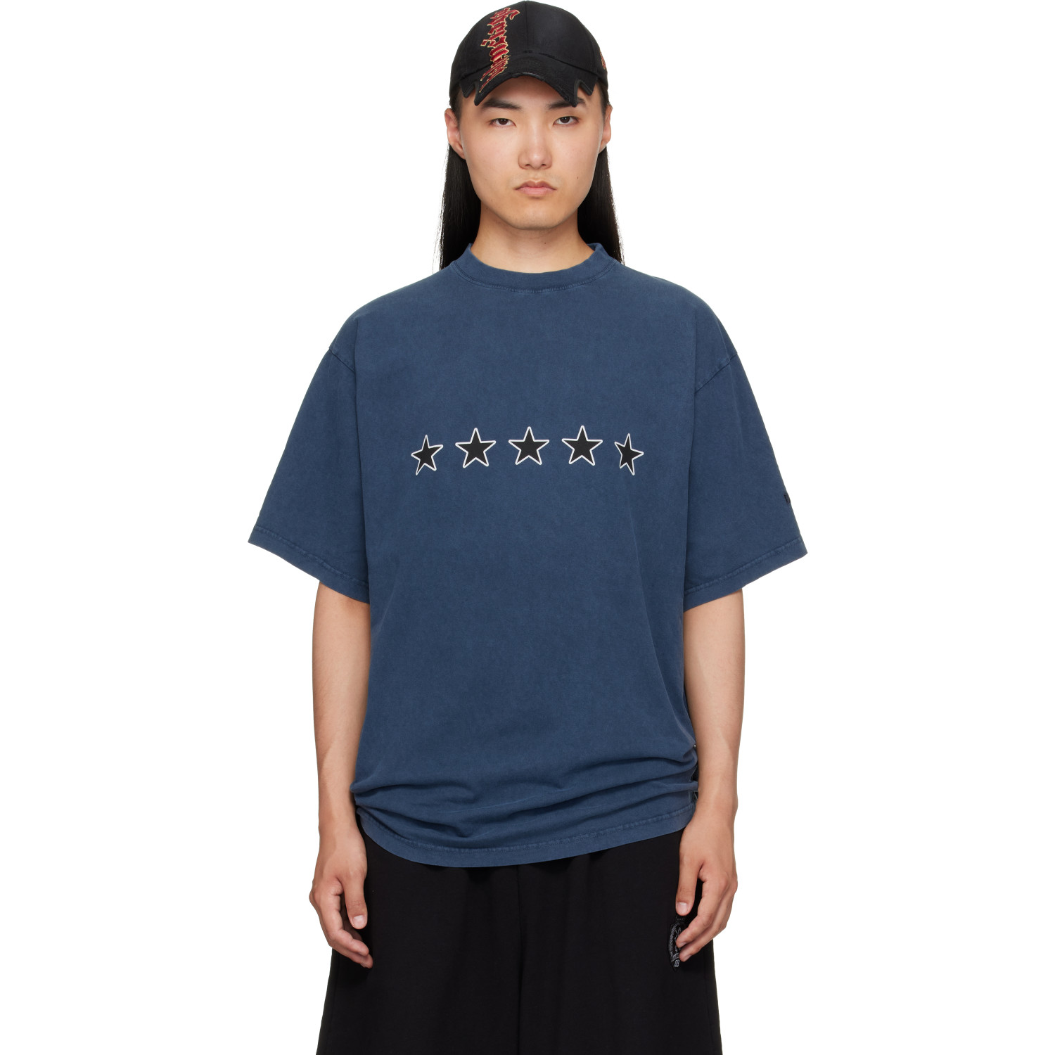 Balenciaga Navy 5-Star T-Shirt
