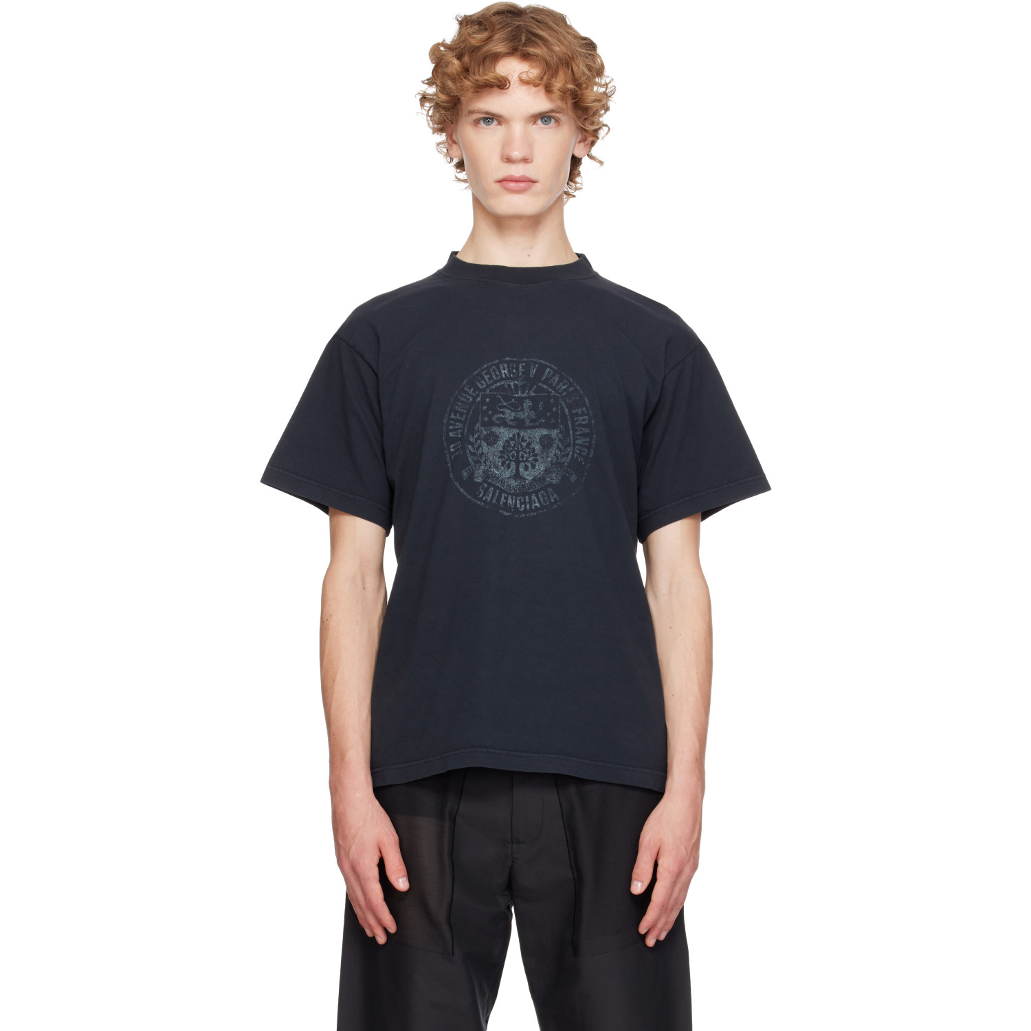Balenciaga Black Standard Address Crest T-shirt