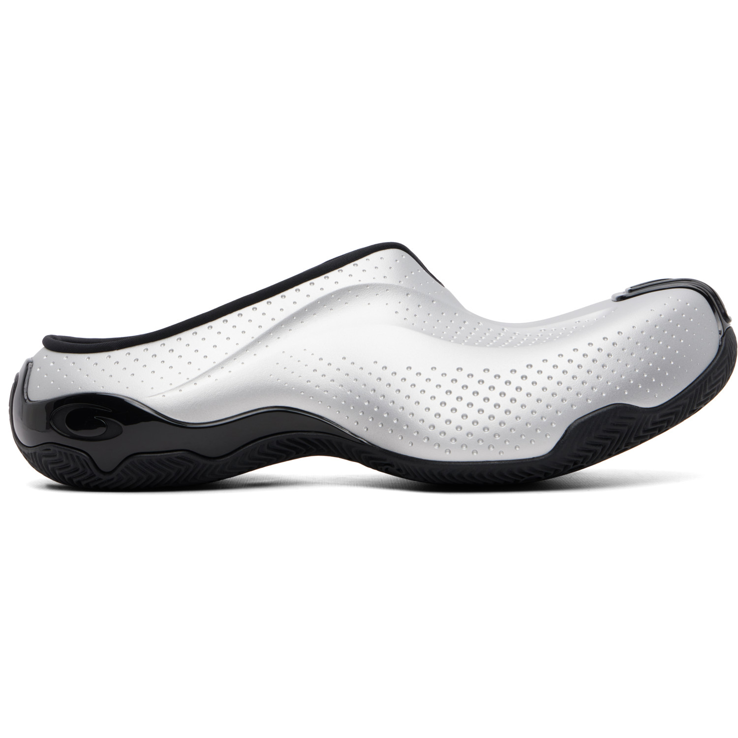 Balenciaga Silver & Black Basketball Slip On Flats