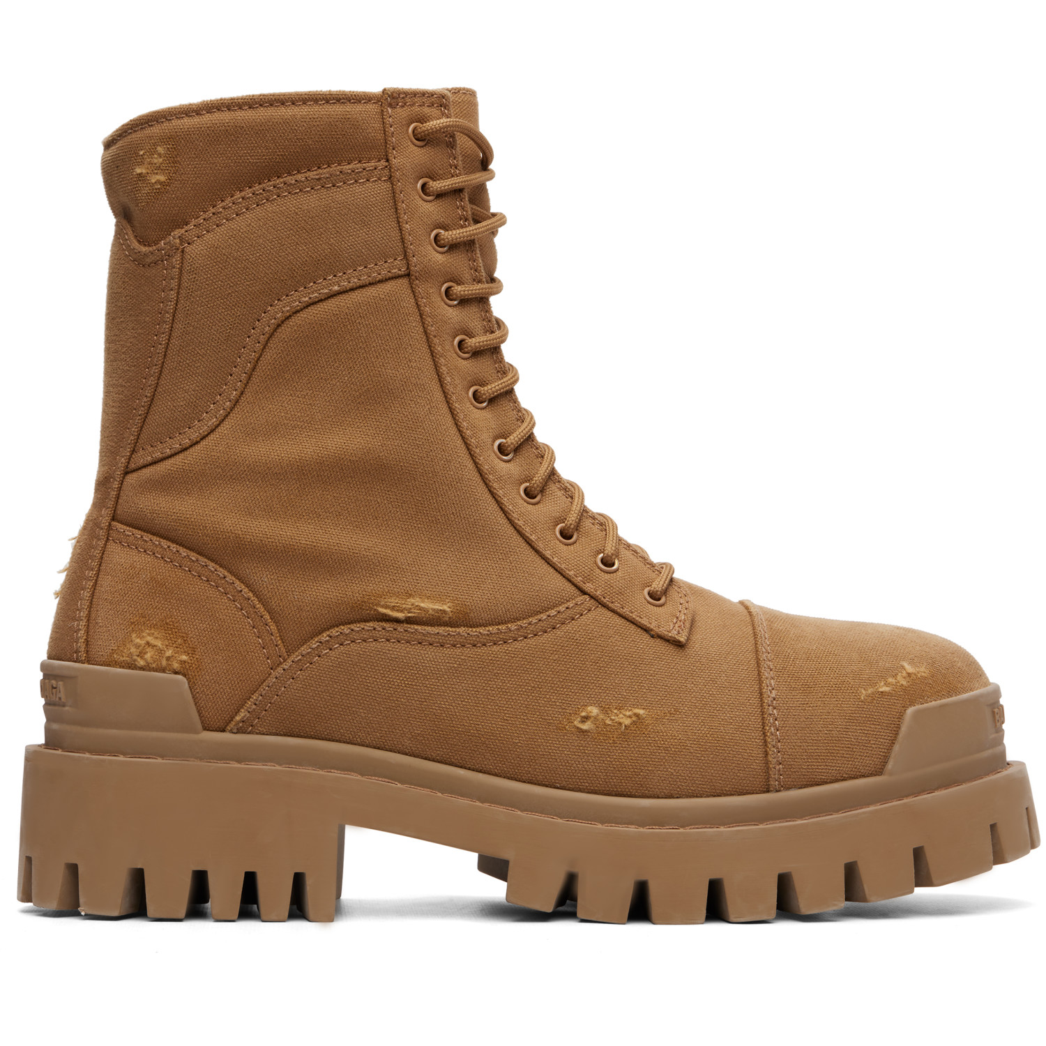 Balenciaga Tan Combat Strike Boots