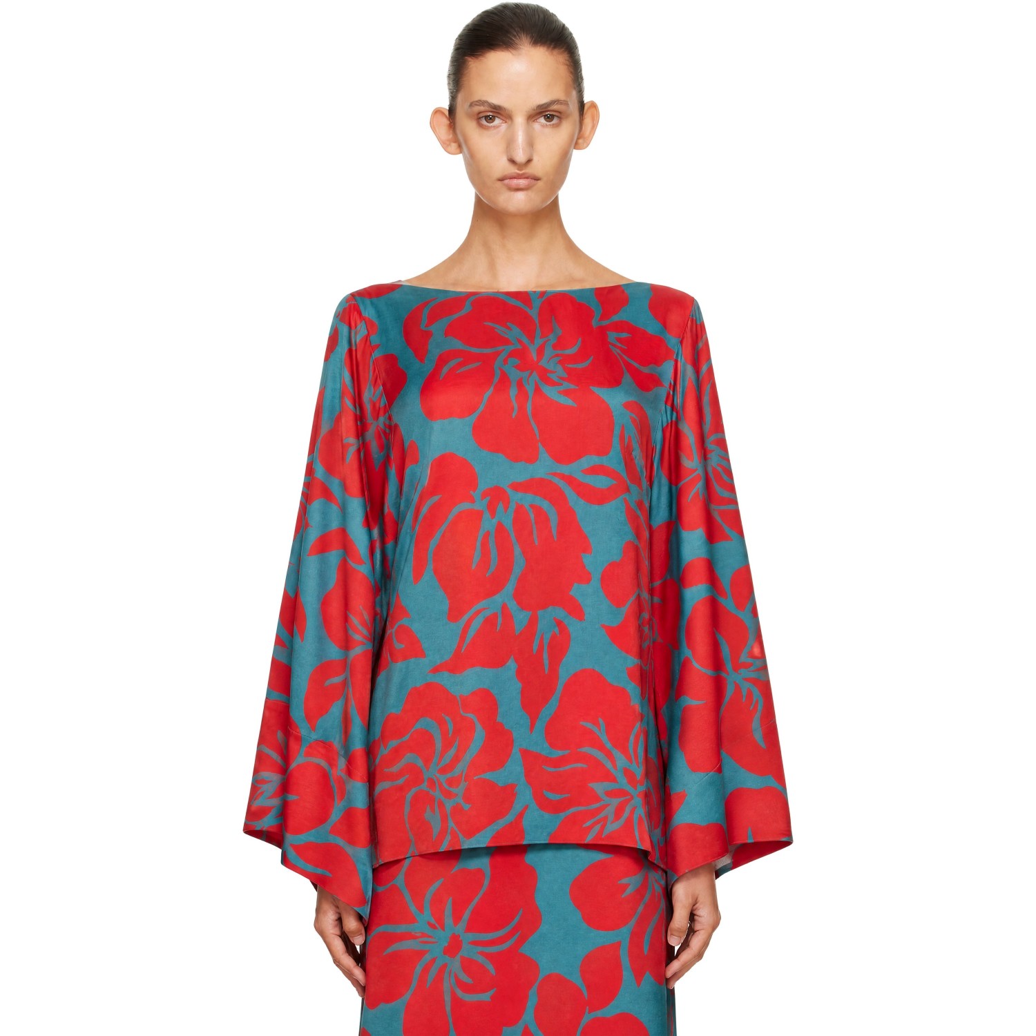 Dries Van Noten Red & Blue Floral Blouse