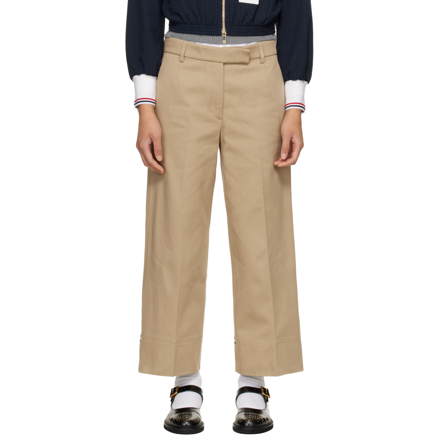 Thom Browne Khaki Cotton Gabardine Chino Trousers