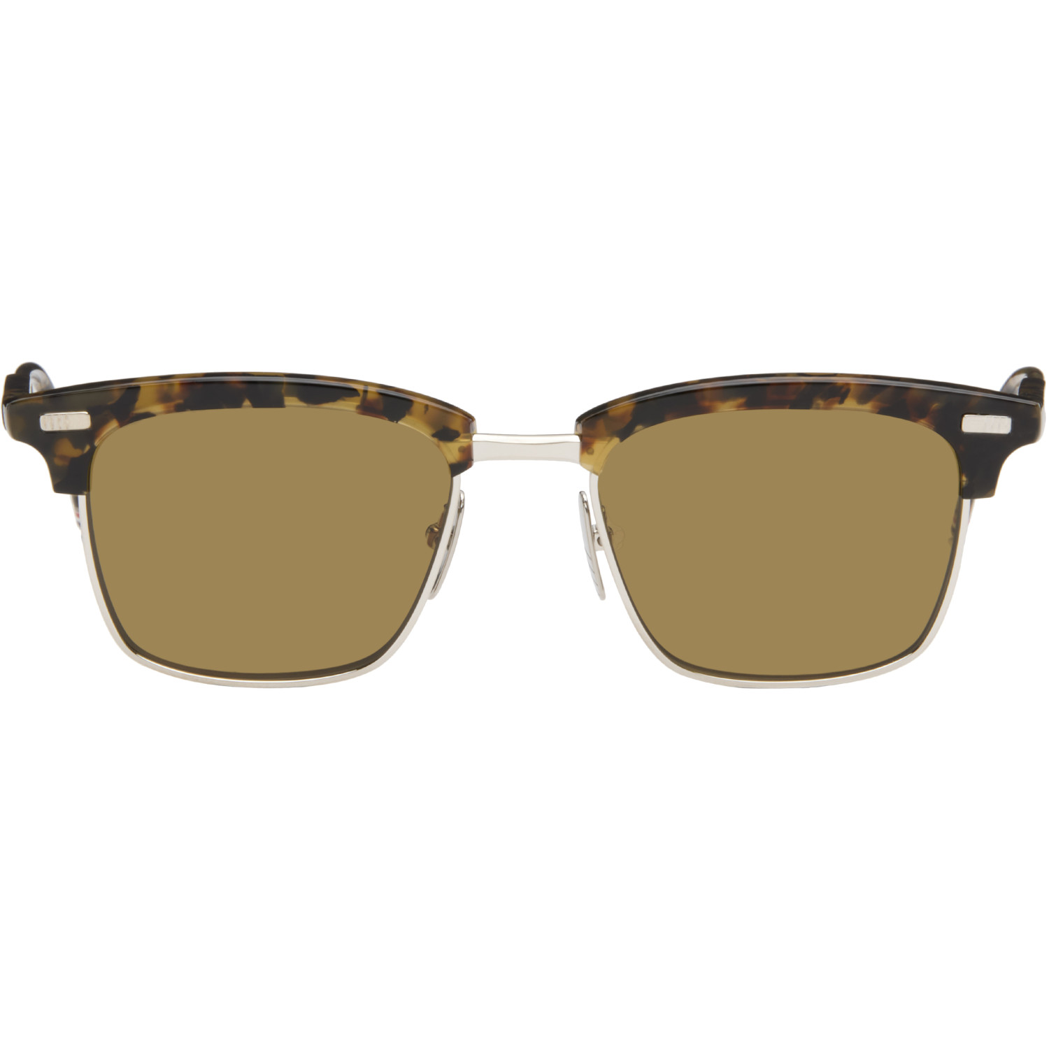 Thom Browne Brown Acetate & Titanium Rectangular Sunglasses