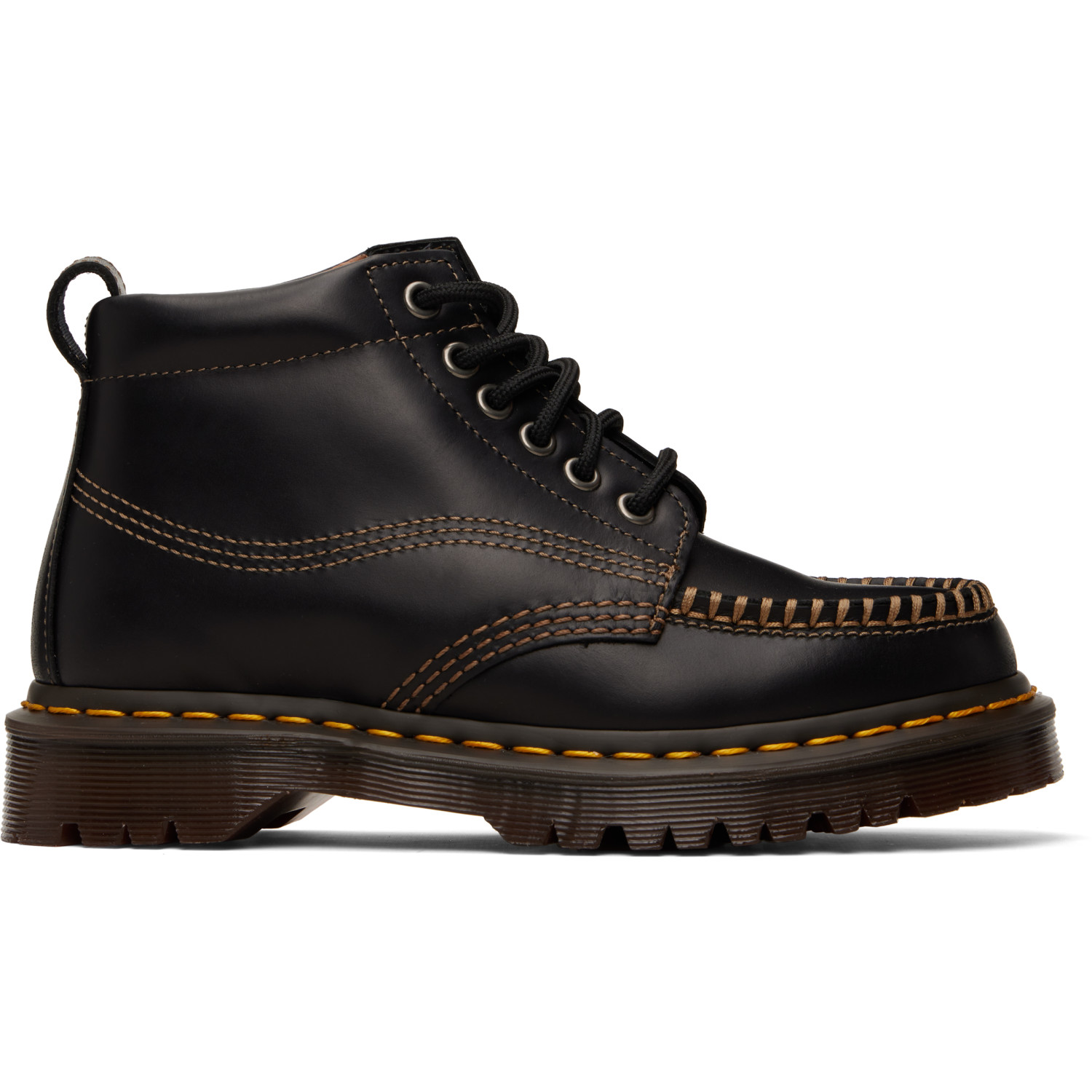 Dr. Martens Black Lowell Chukka Moc Toe Leather Ankle Boots