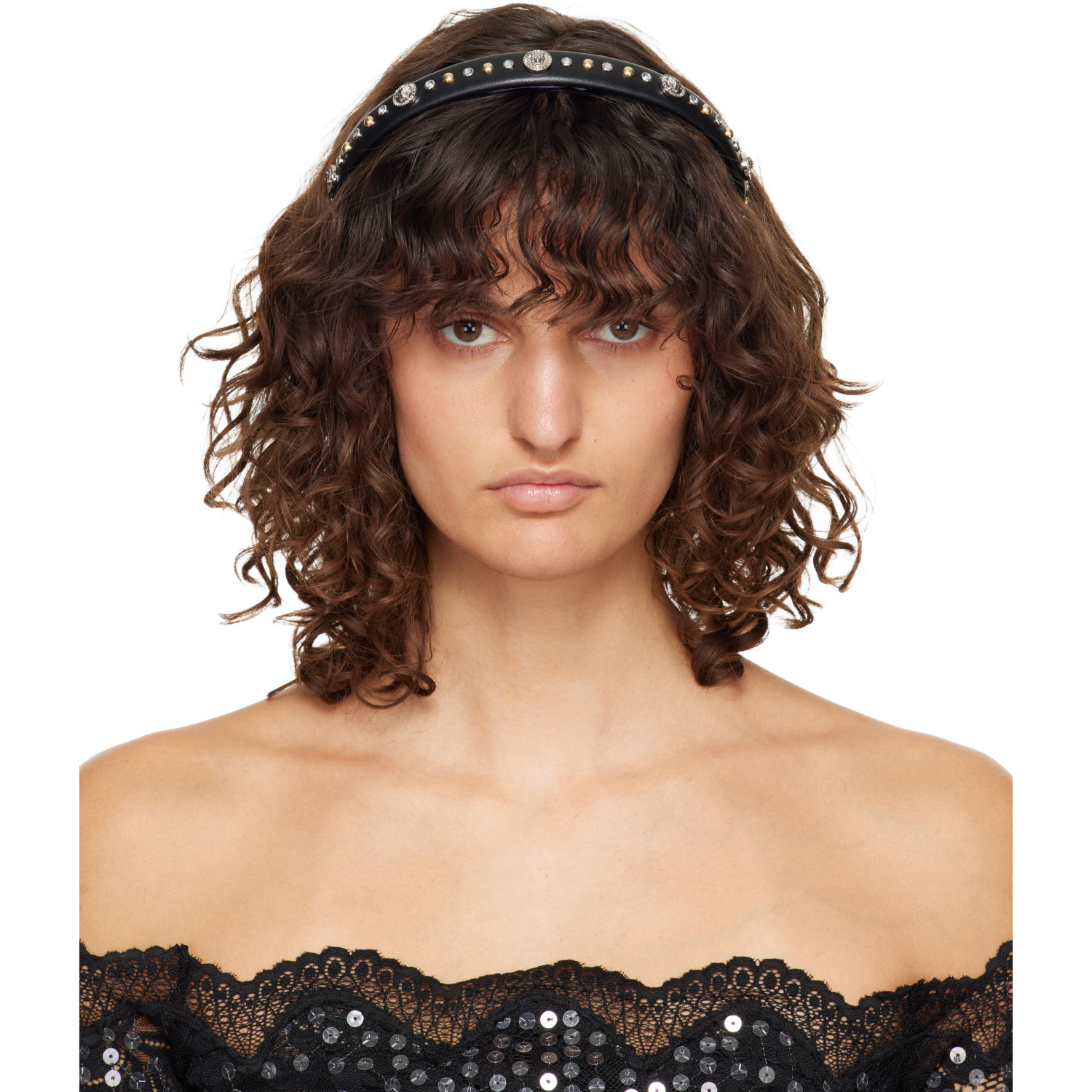 Versace Black Studded Headband