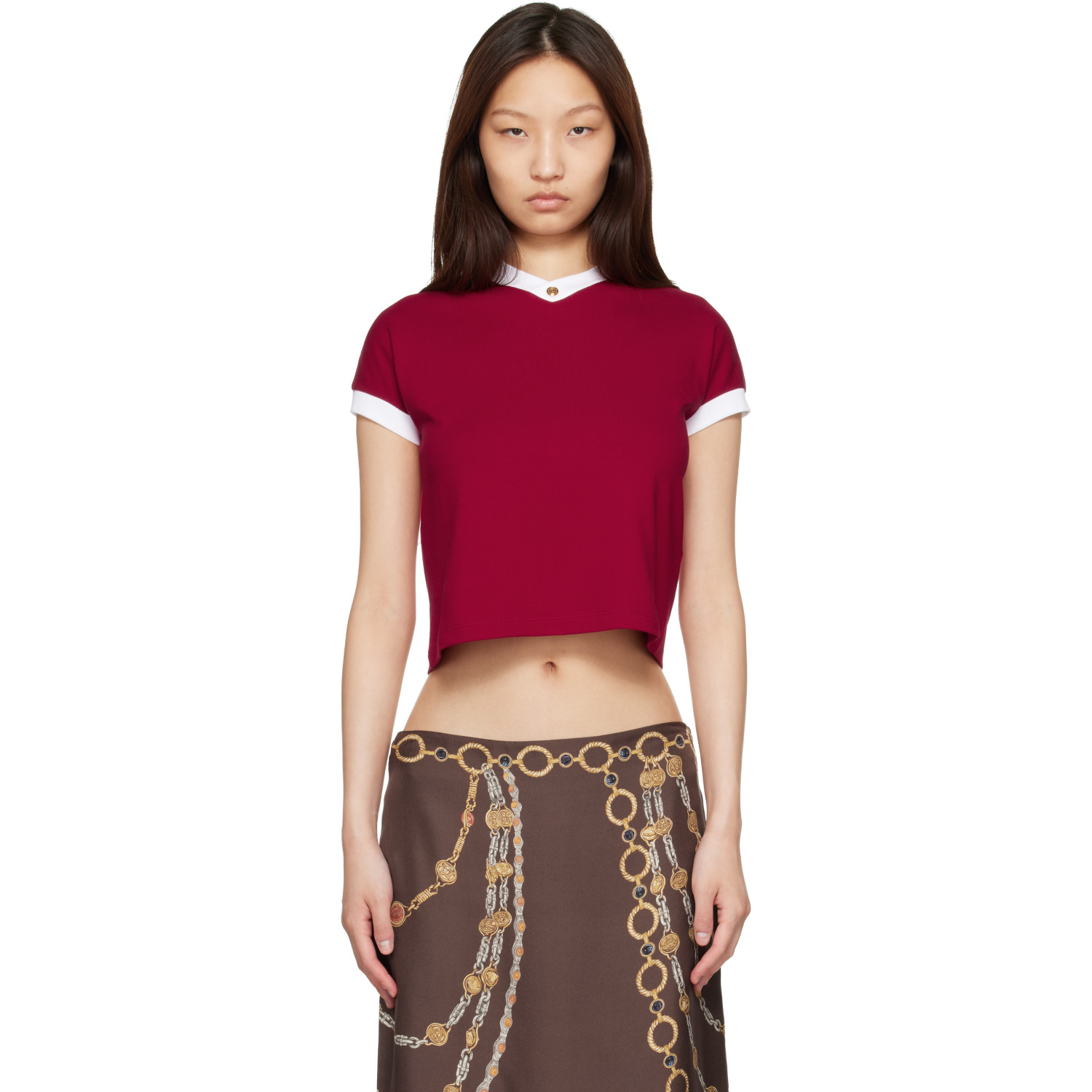 Versace Red Stretch Cotton-Jersey T-shirt