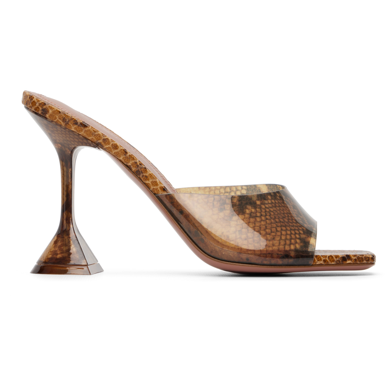 Amina Muaddi Brown Lupita Glass Slipper 95 Heeled Sandals
