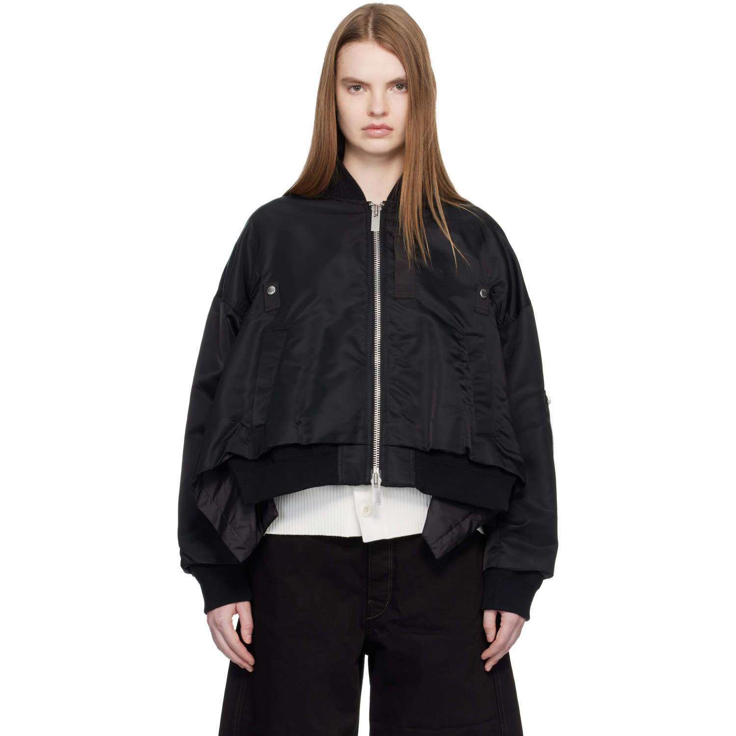 SACAI 나일론 트윌 봄버 자켓