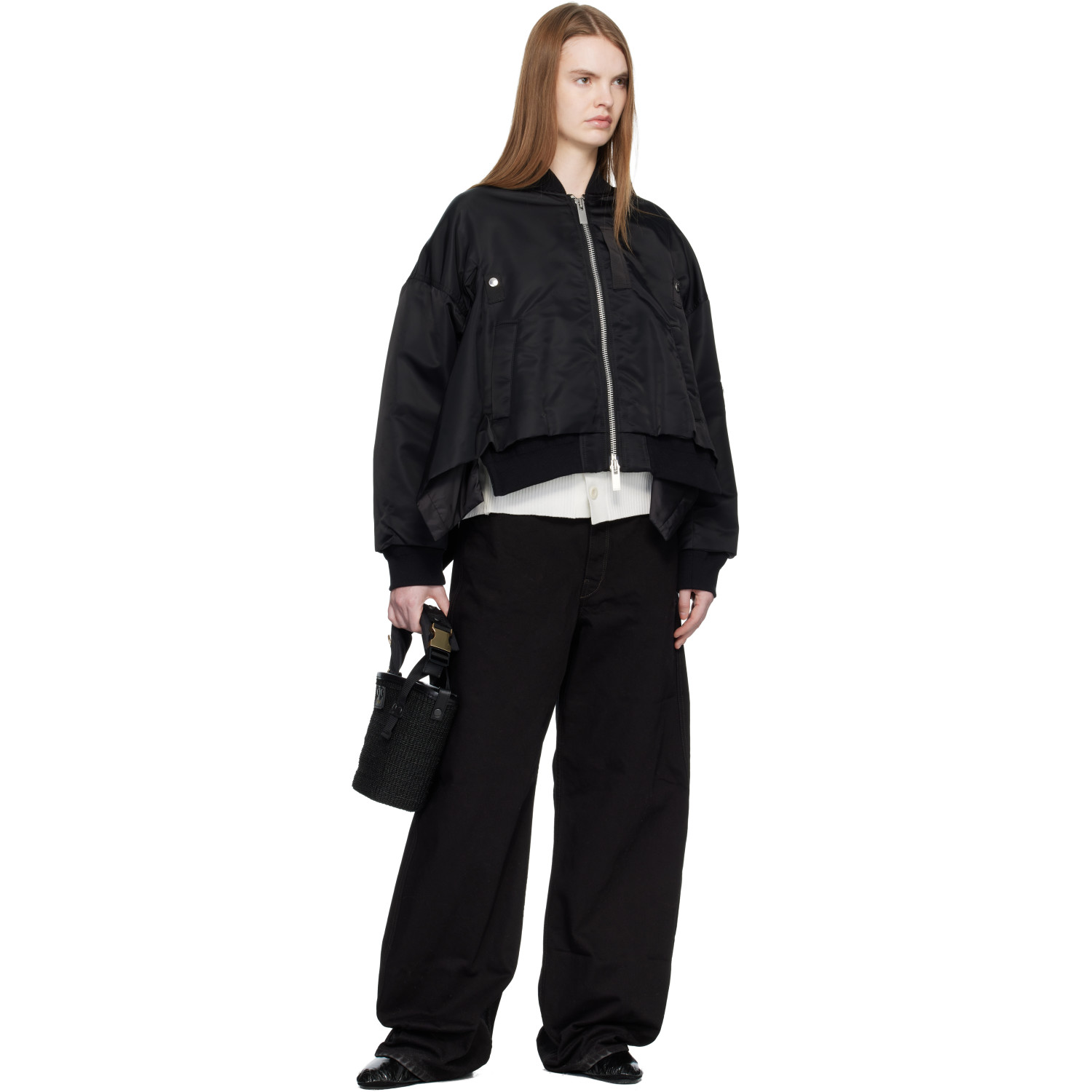 SACAI 나일론 트윌 봄버 자켓