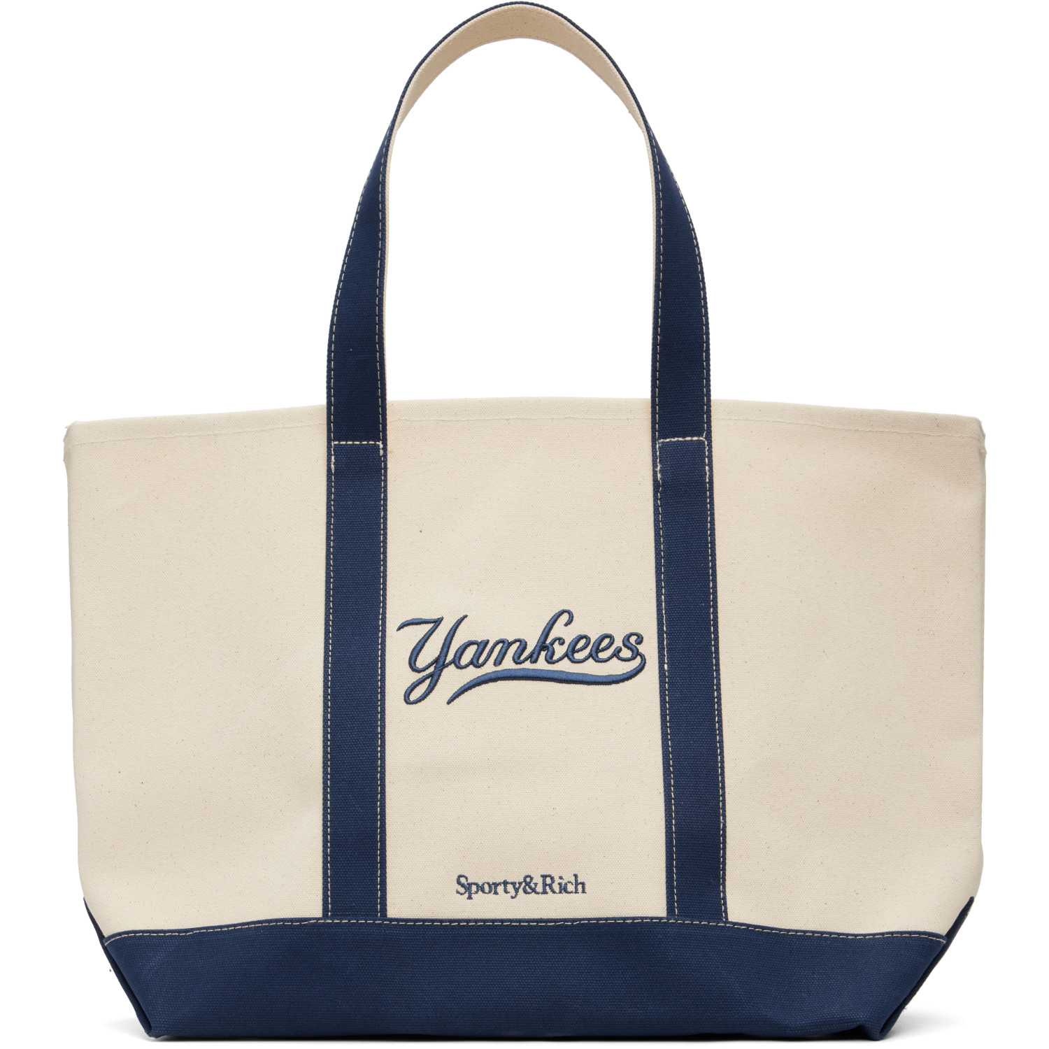 Sporty & Rich Navy & Off-White '47 Edition Yankees Curve Tote