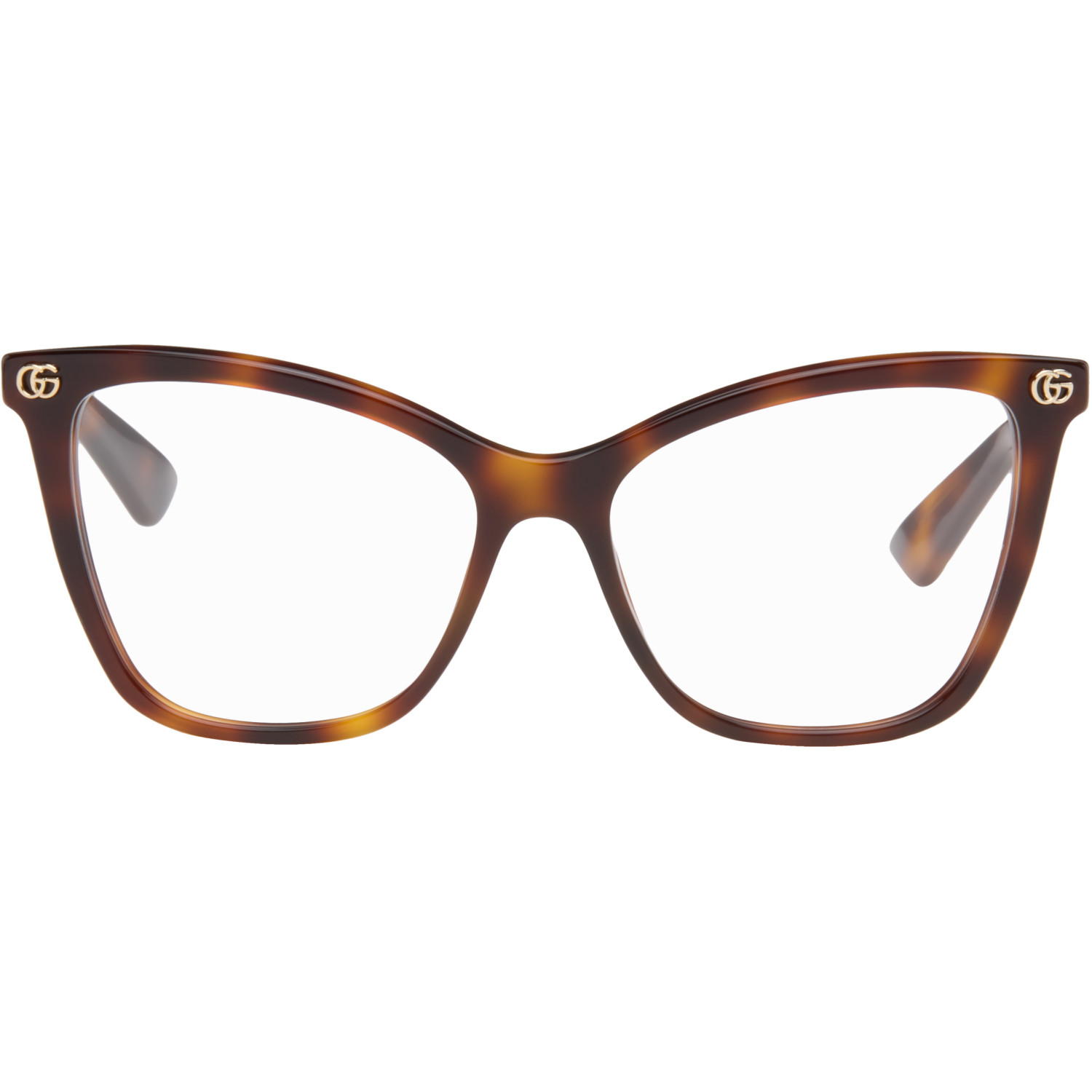 Gucci Brown Light Acetate GG Cat Eye Glasses