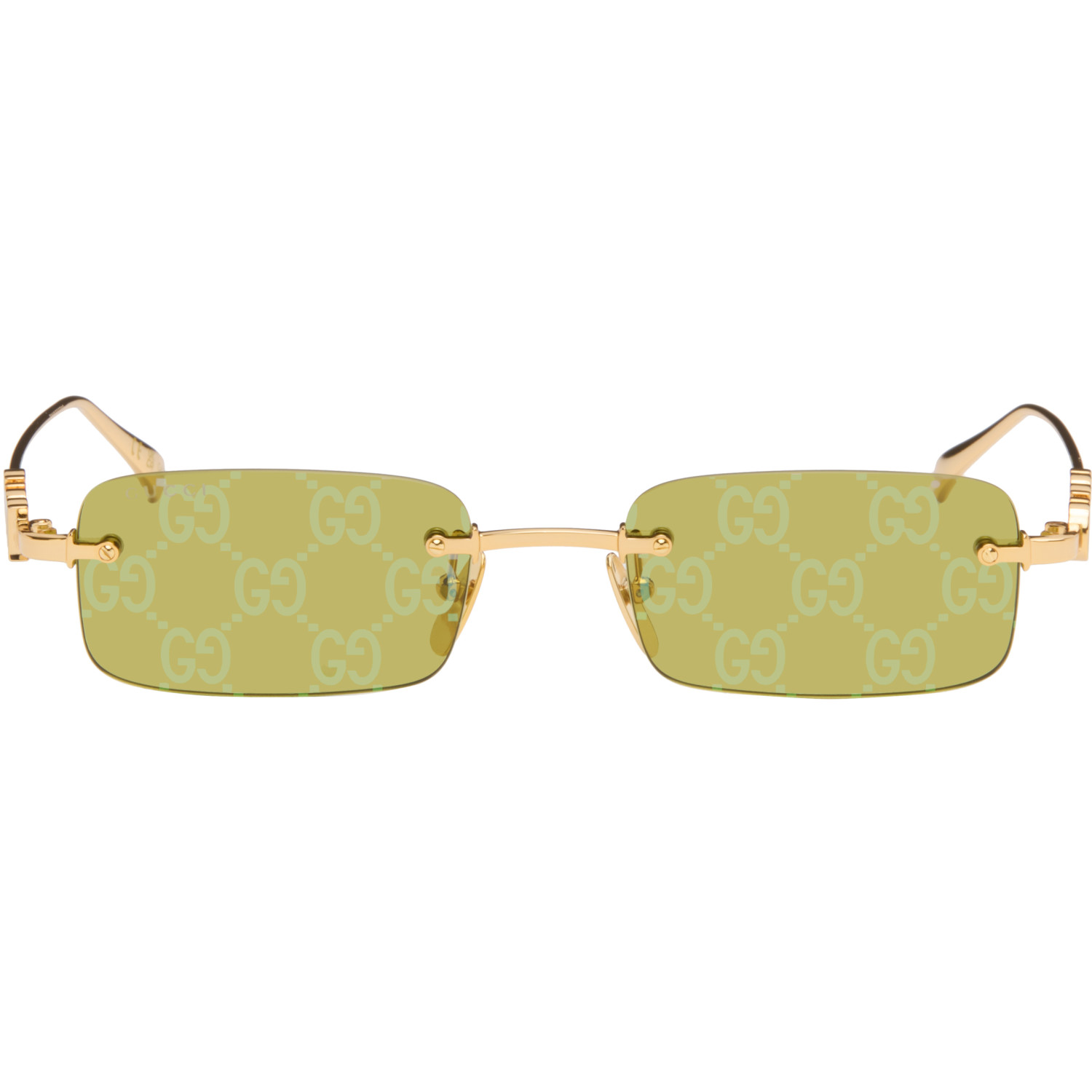 Gucci Gold Rectangular Frame Sunglasses