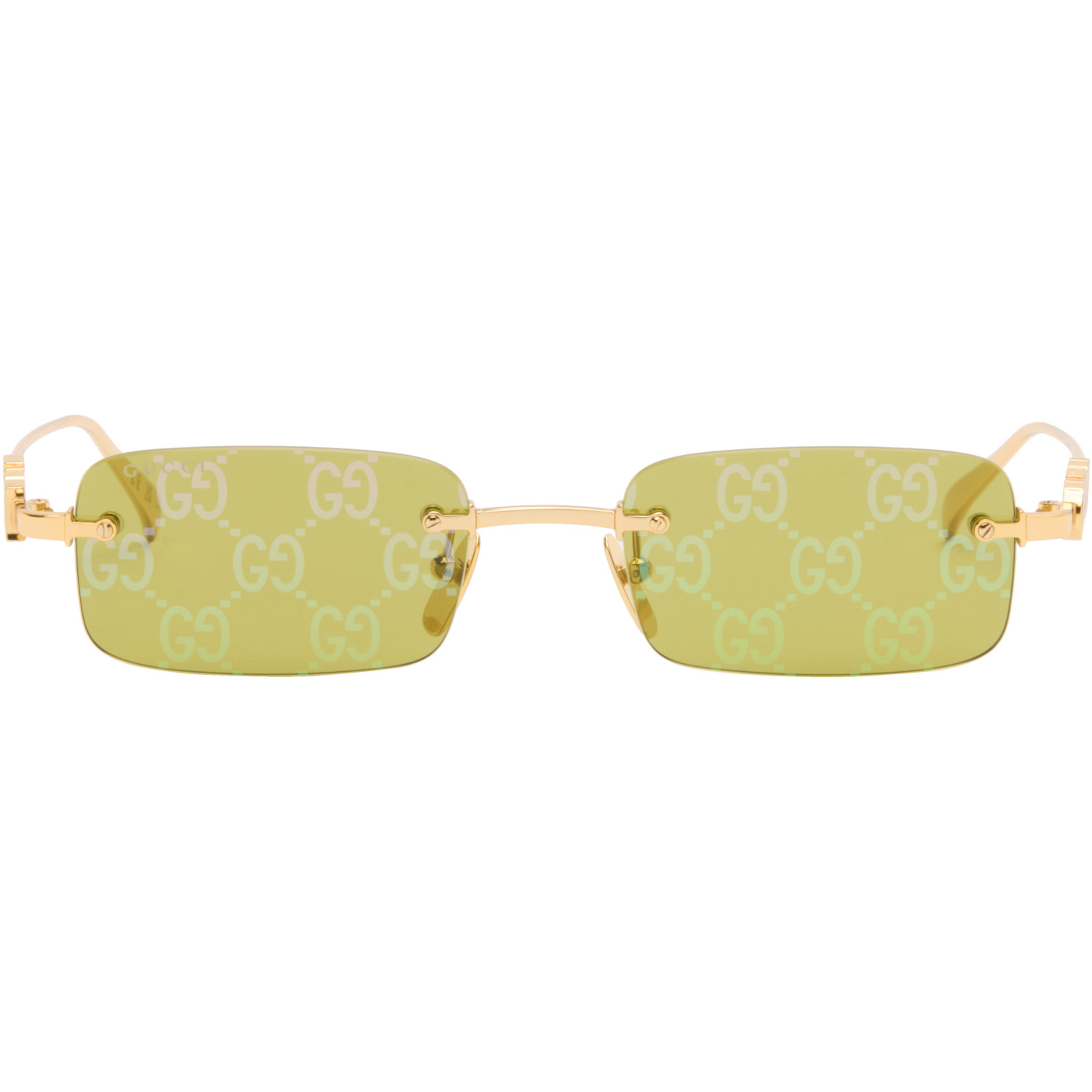 Gucci Gold Rectangular Frame Sunglasses