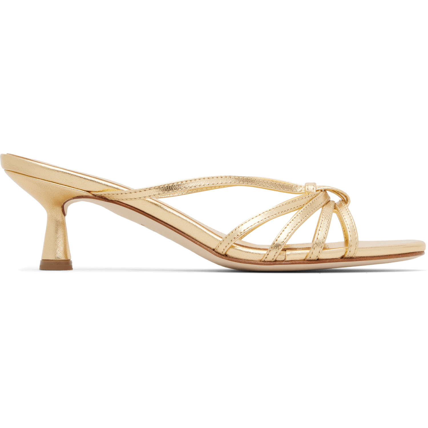 Aeyde Gold Abby Leather Heeled Sandals