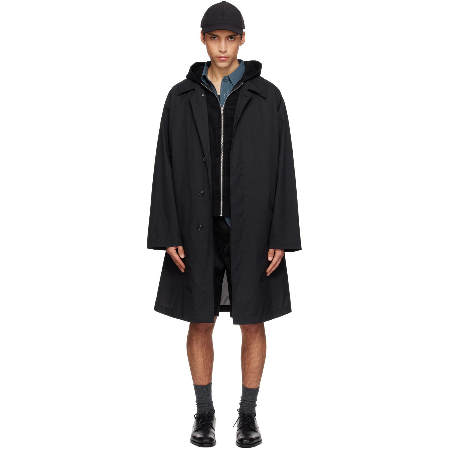 nanamica Black Packable Balmacaan Coat