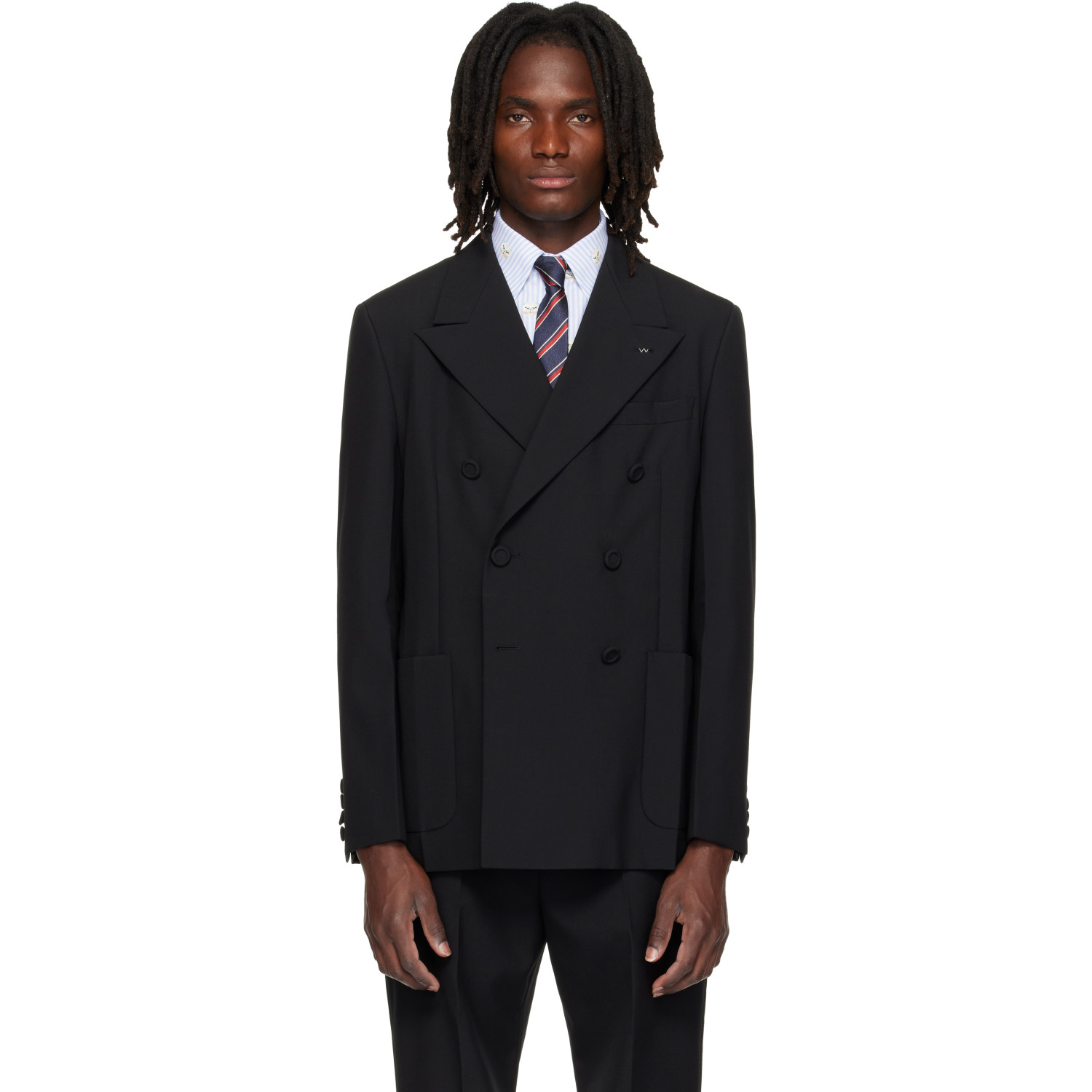 Valentino Black Double-Breasted Wool Blazer