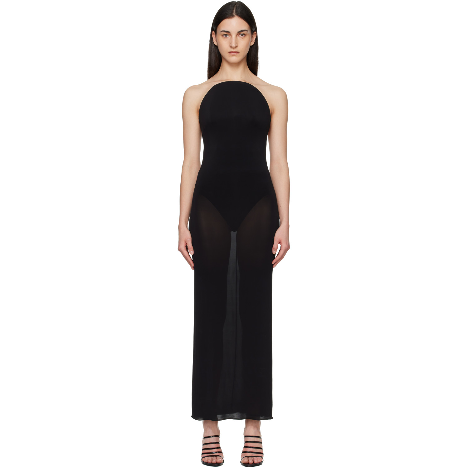 ALAÏA Black Sculpture Jersey Maxi Dress