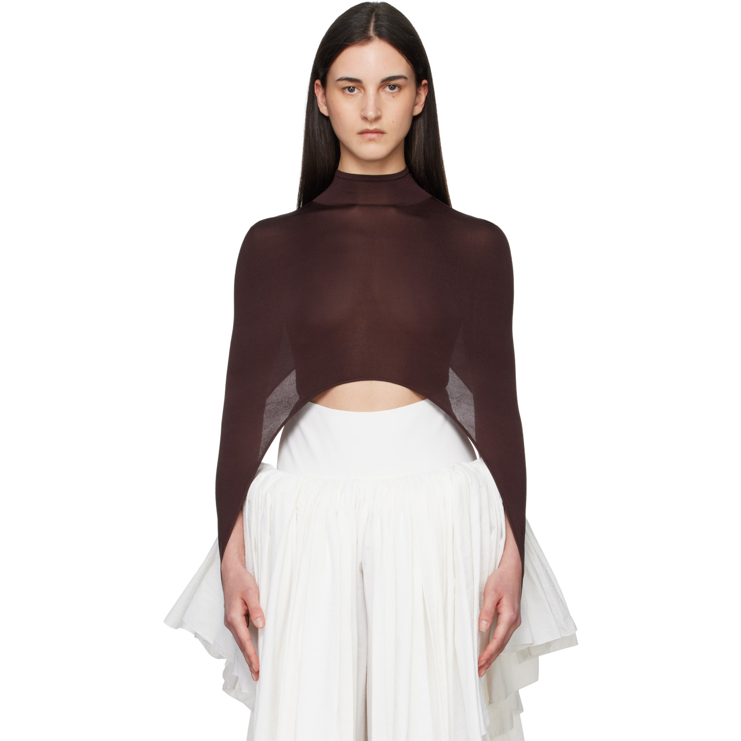 ALAÏA Brown Second-Skin Tension Top