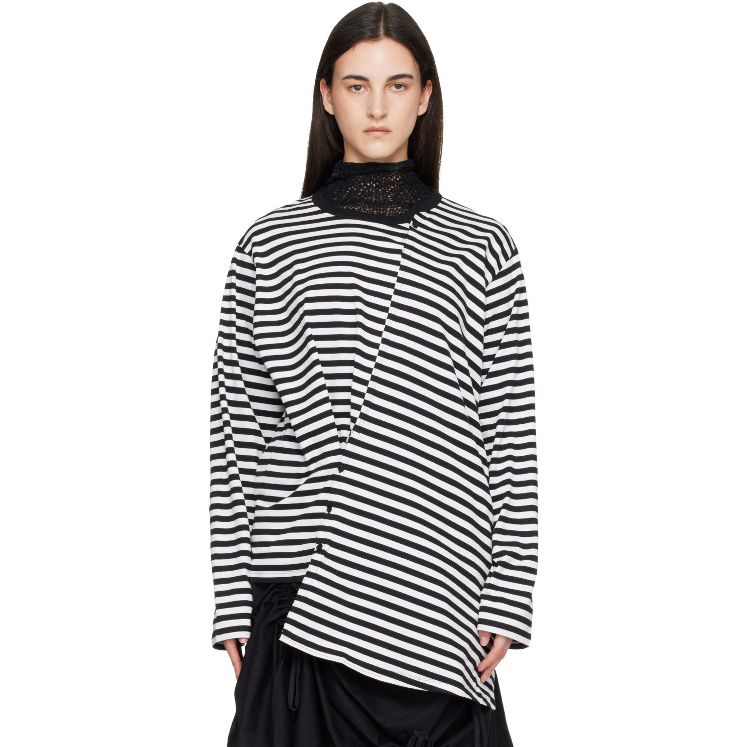 YOHJI YAMAMOTO Black & White Paneled Long Sleeve T-shirt