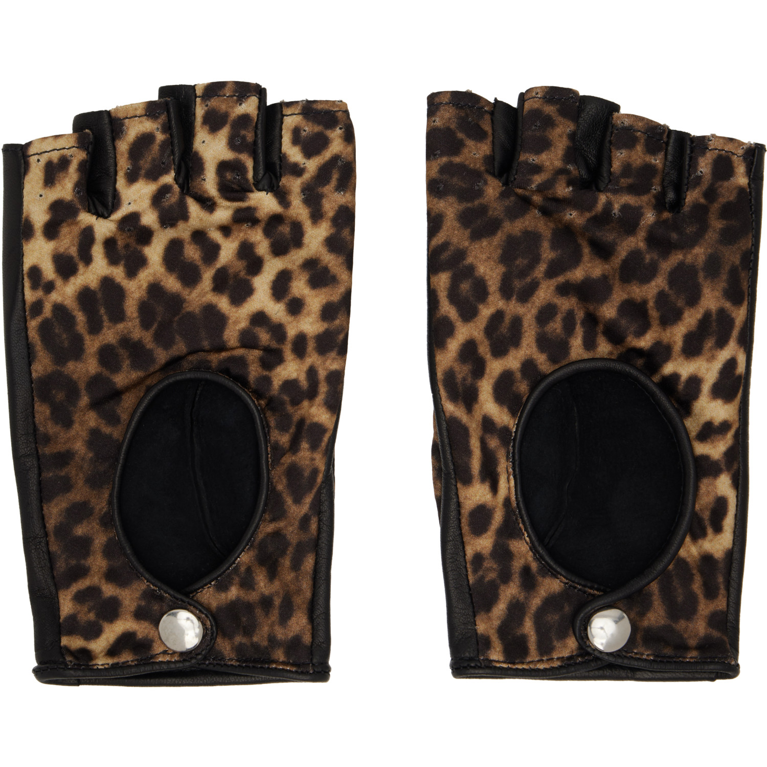 Ernest W. Baker Black & Beige Open Finger Driving Gloves