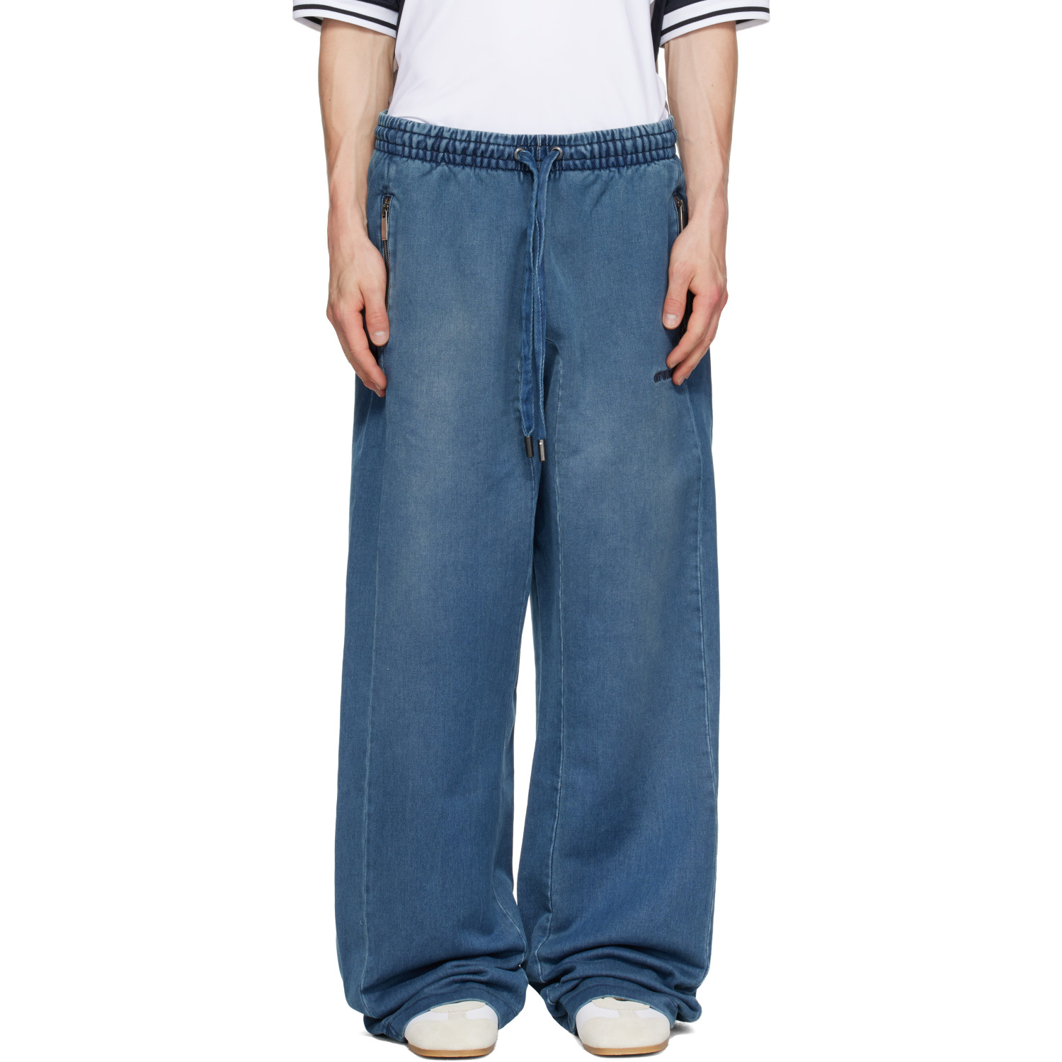 Off-White Navy Distress Diag Slouchy Highlighted Sweatpants