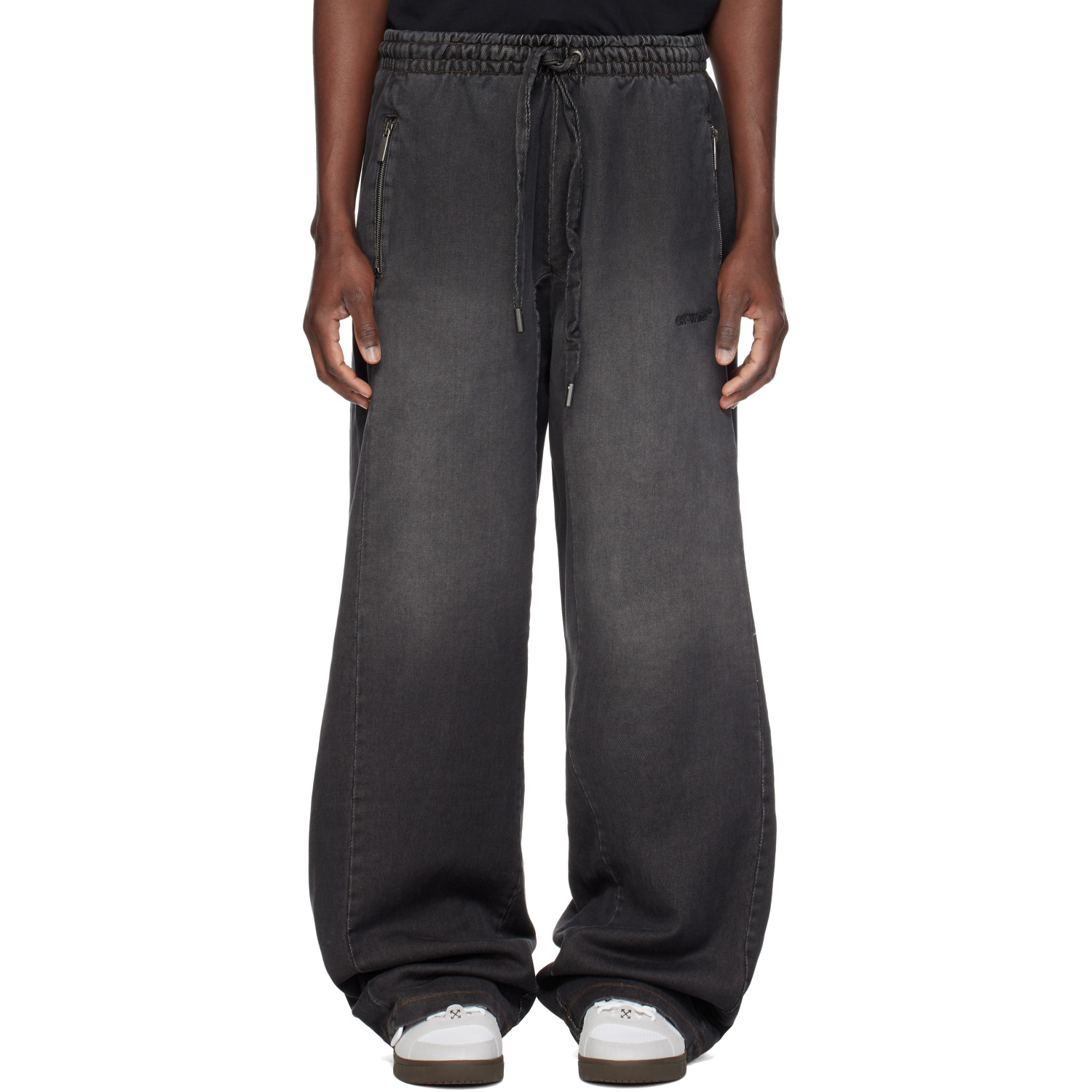 Off-White Gray Distressed Diag Slouchy Sweatpants