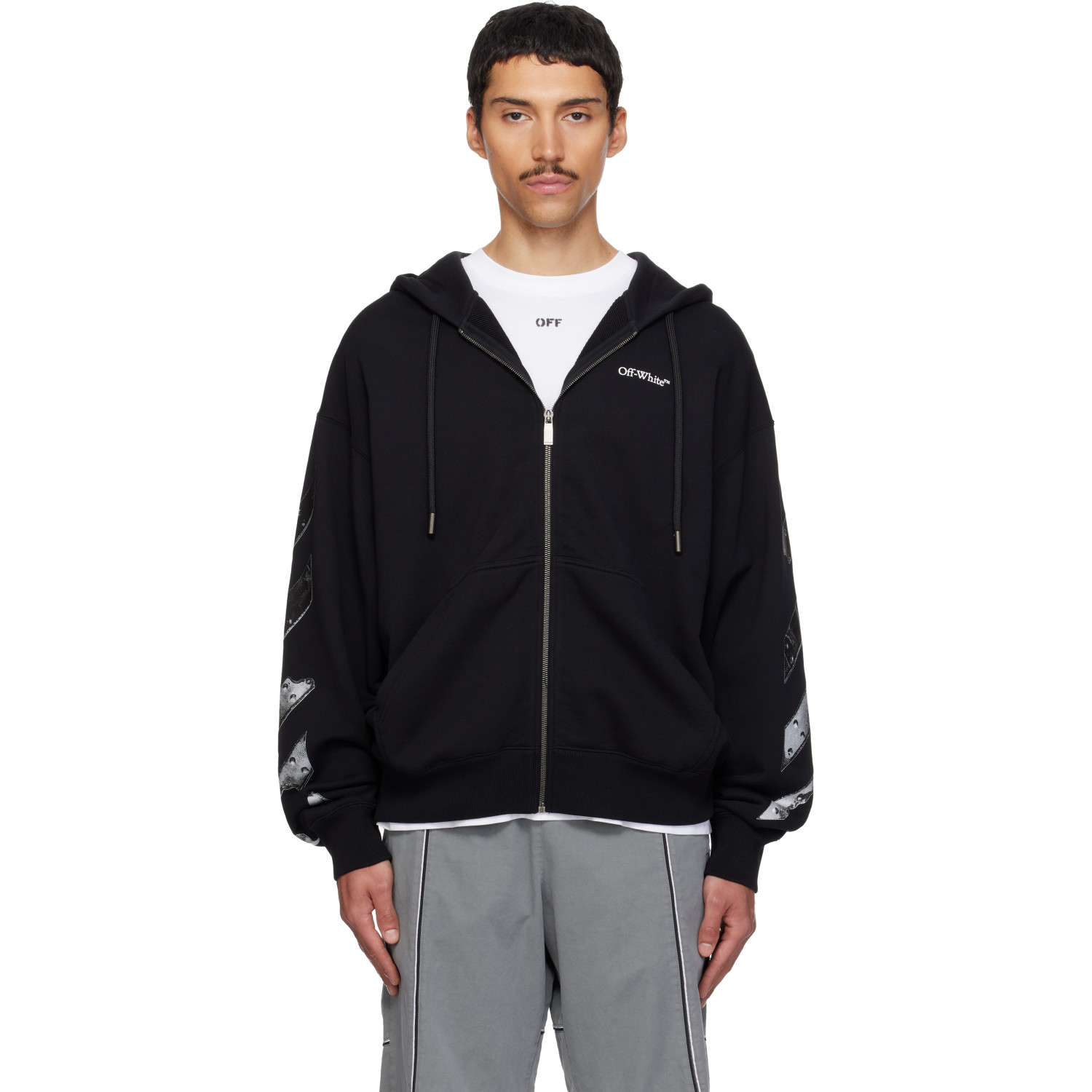 Off-White Black Metal Arrow Skate Zip Hoodie