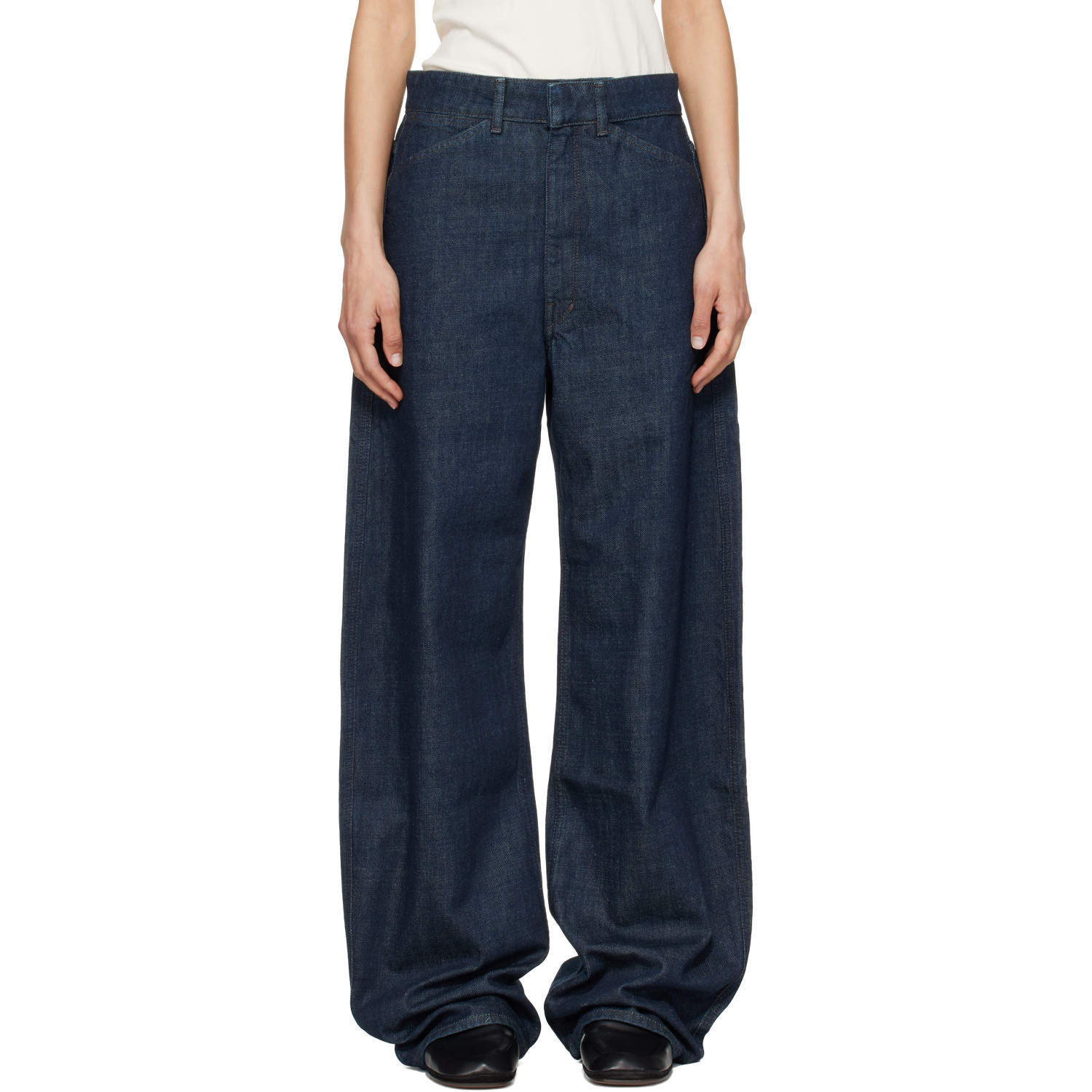 LEMAIRE Blue High Waisted Curved Jeans