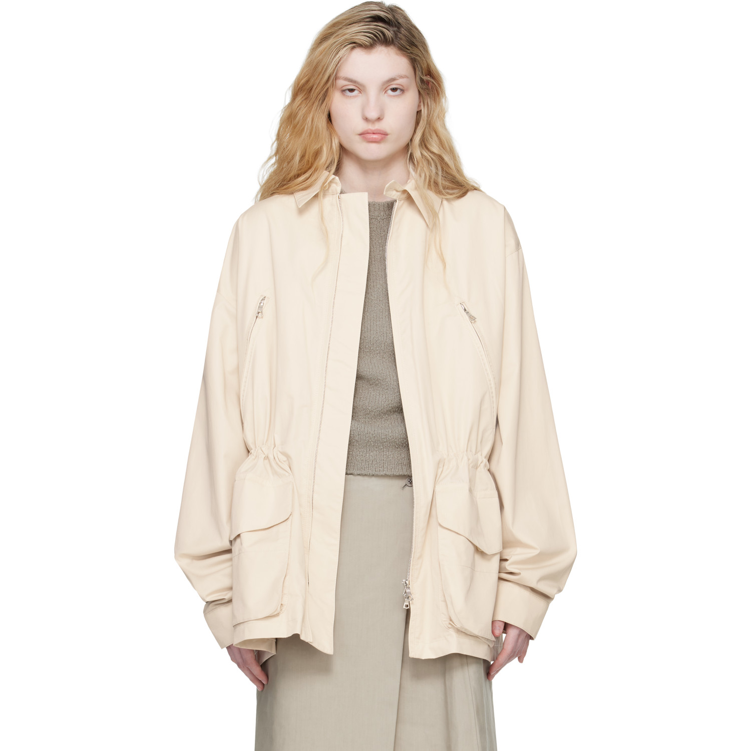 Rier Off-White Cotton Field Jacket