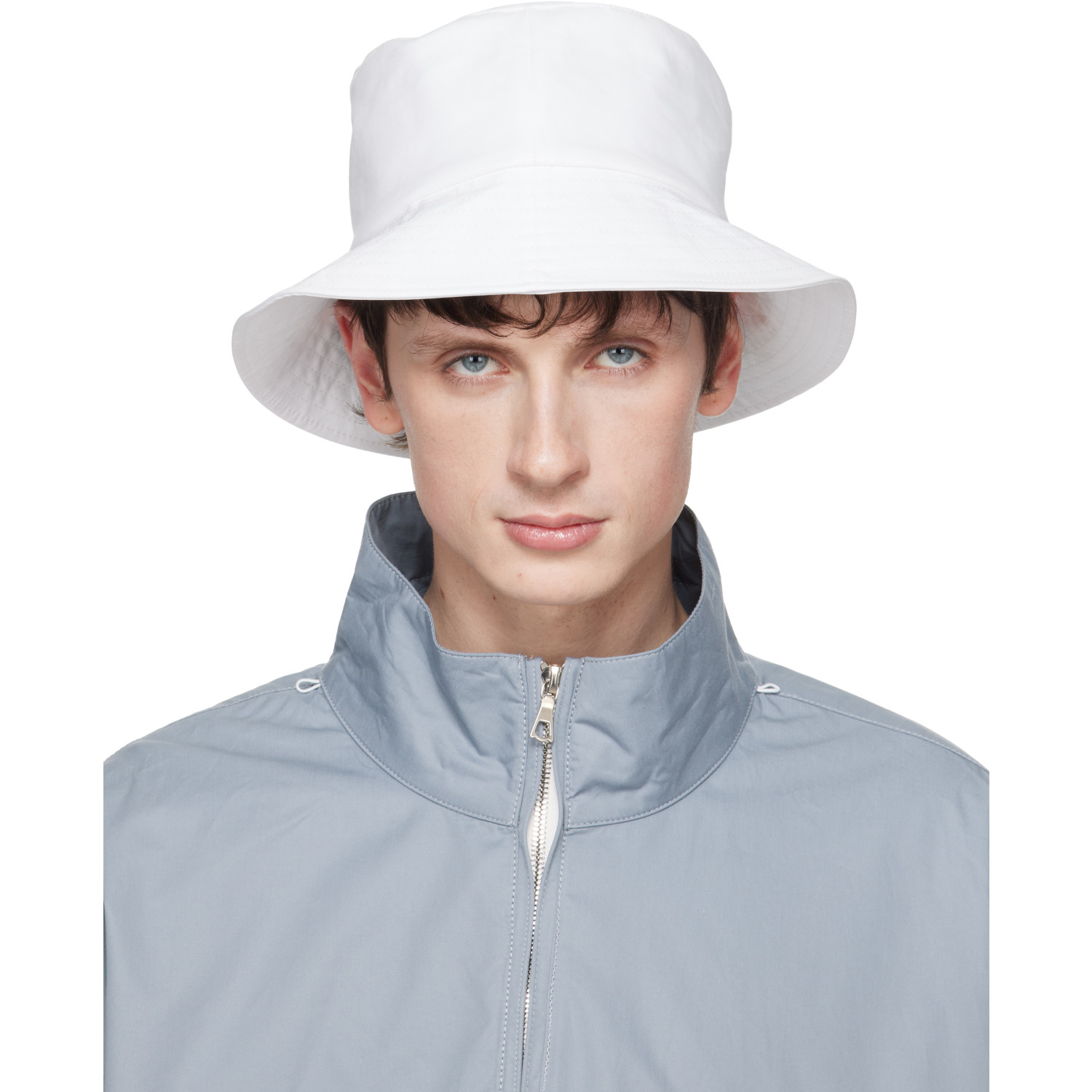 Rier White Cotton Bucket Hat