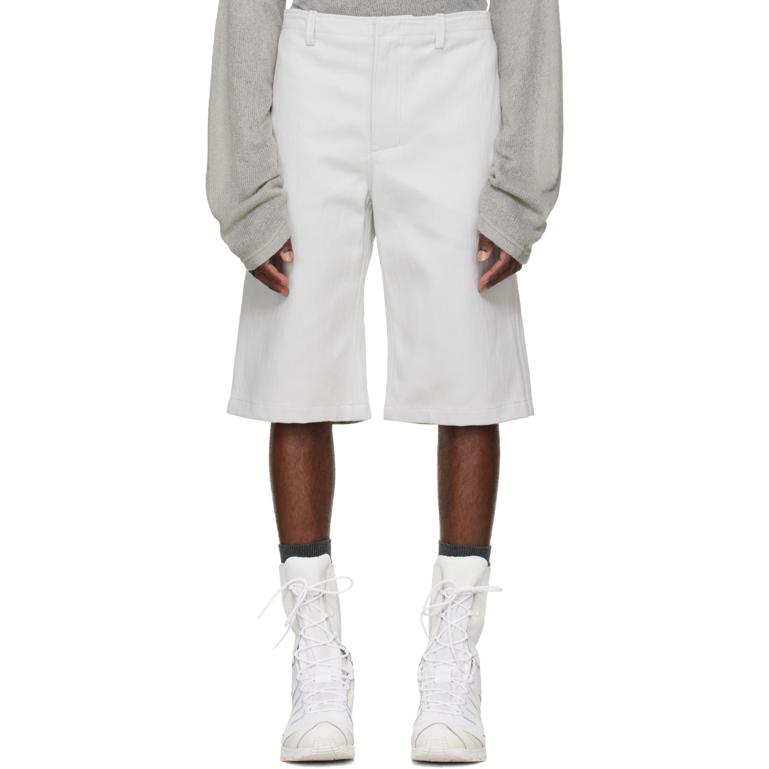 Rier Off-White Gabardine Utility Shorts