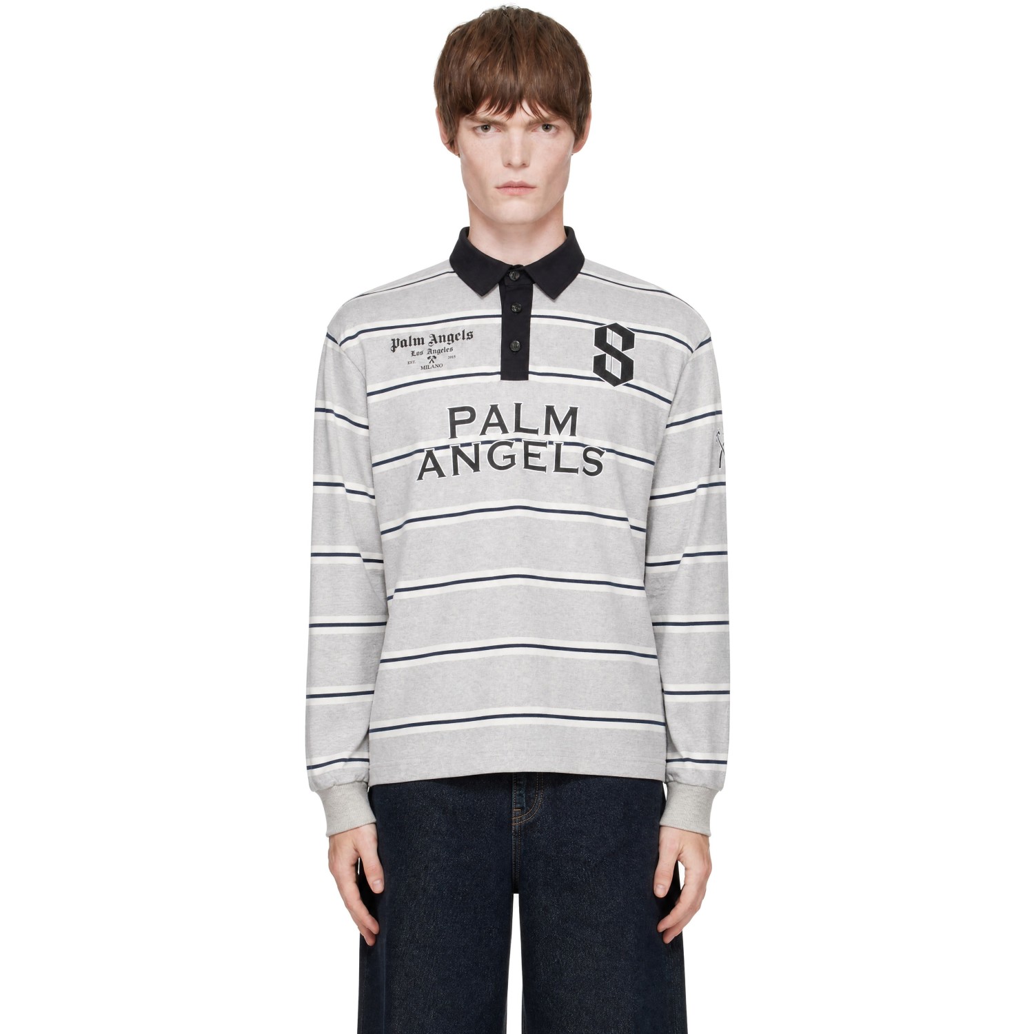 Palm Angels Gray Palm Sport Long-Sleeved Polo