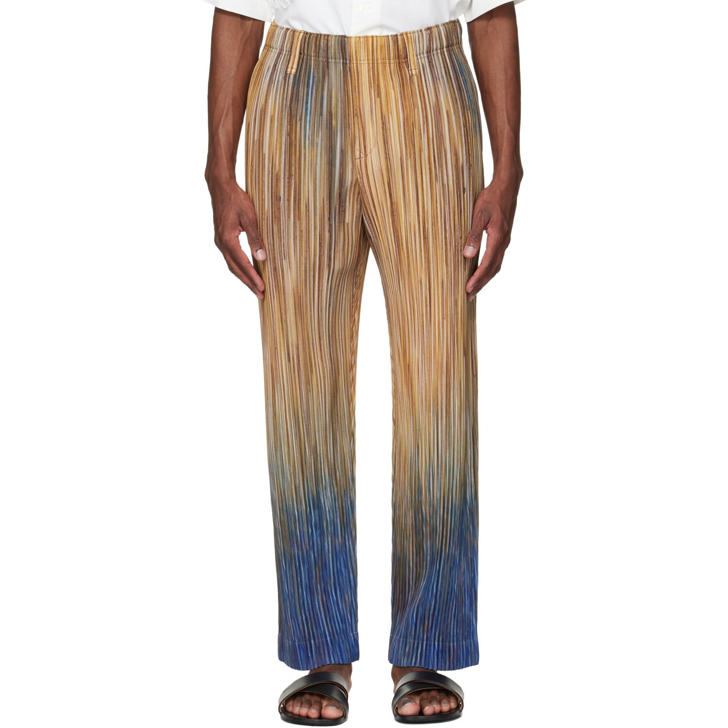 HOMME PLISSÉ ISSEY MIYAKE Brown Paint Brush Close-Up Trousers