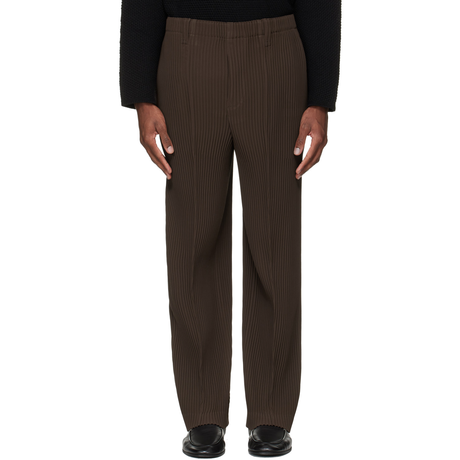 HOMME PLISSÉ ISSEY MIYAKE Brown Tuxedo Pleats Trousers
