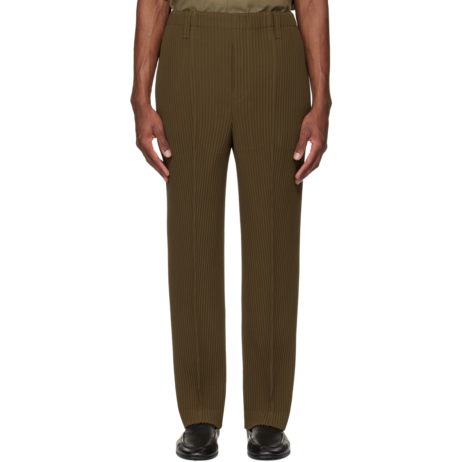 HOMME PLISSÉ ISSEY MIYAKE Khaki Tuxedo Pleats Trousers