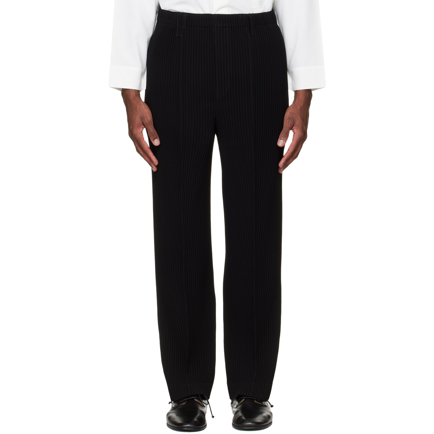 HOMME PLISSÉ ISSEY MIYAKE Black Tuxedo Pleats Trousers