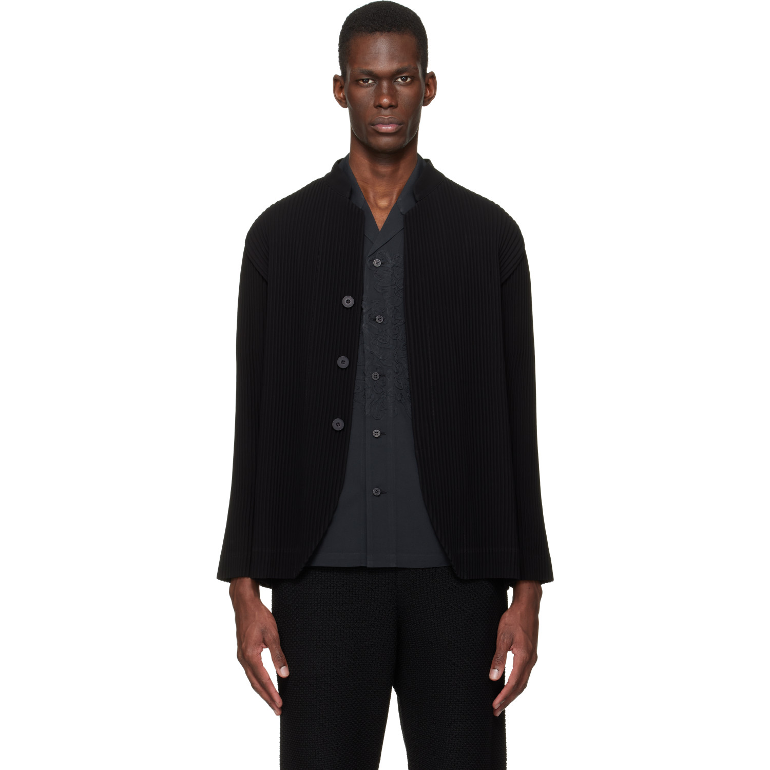 HOMME PLISSÉ ISSEY MIYAKE Black Tuxedo Pleats Blazer